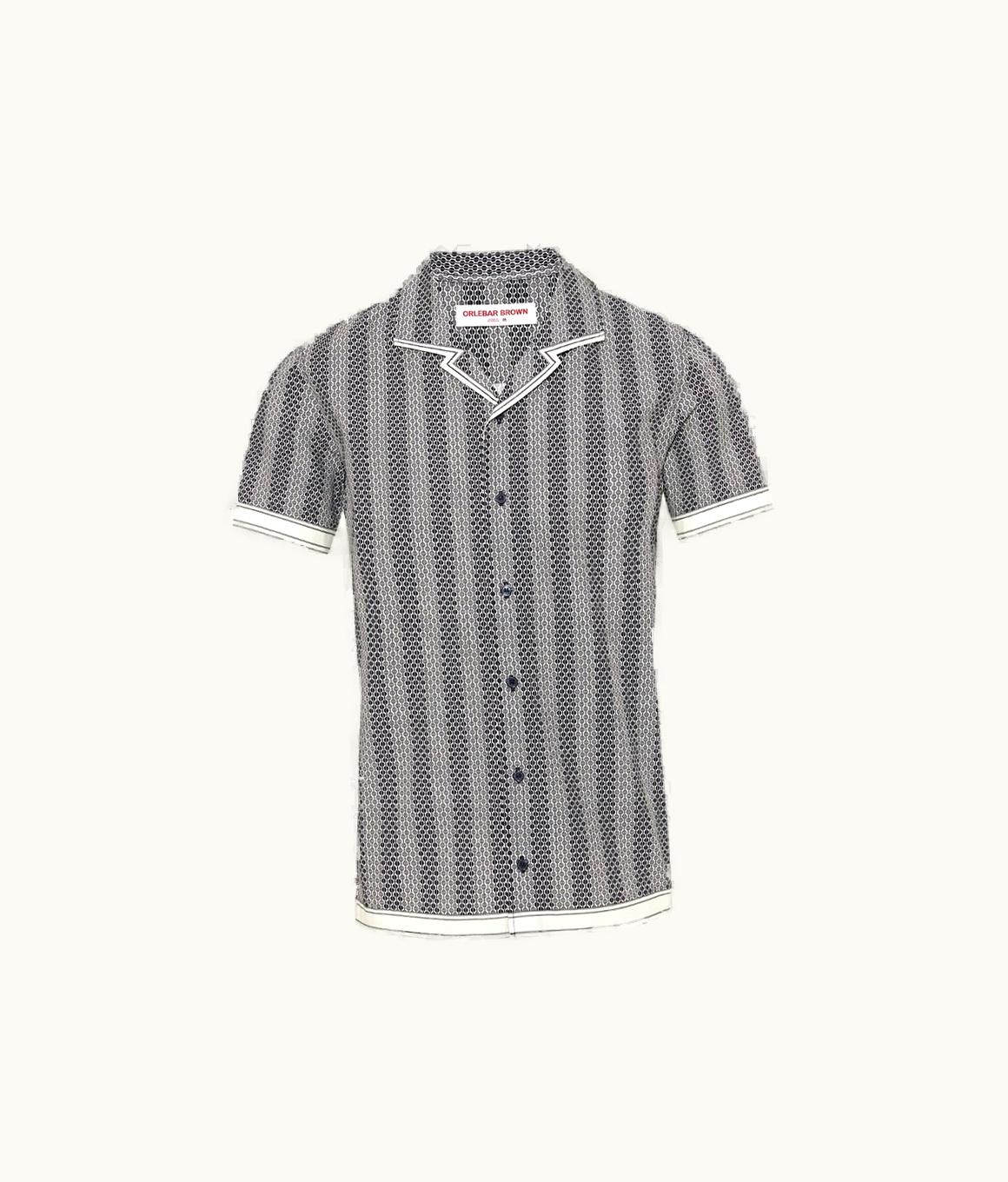 Orlebar Brown Orlebar Brown Night Iris / White Sand Rills Print Classic Fit Capri Collar Cotton Shirt 279305