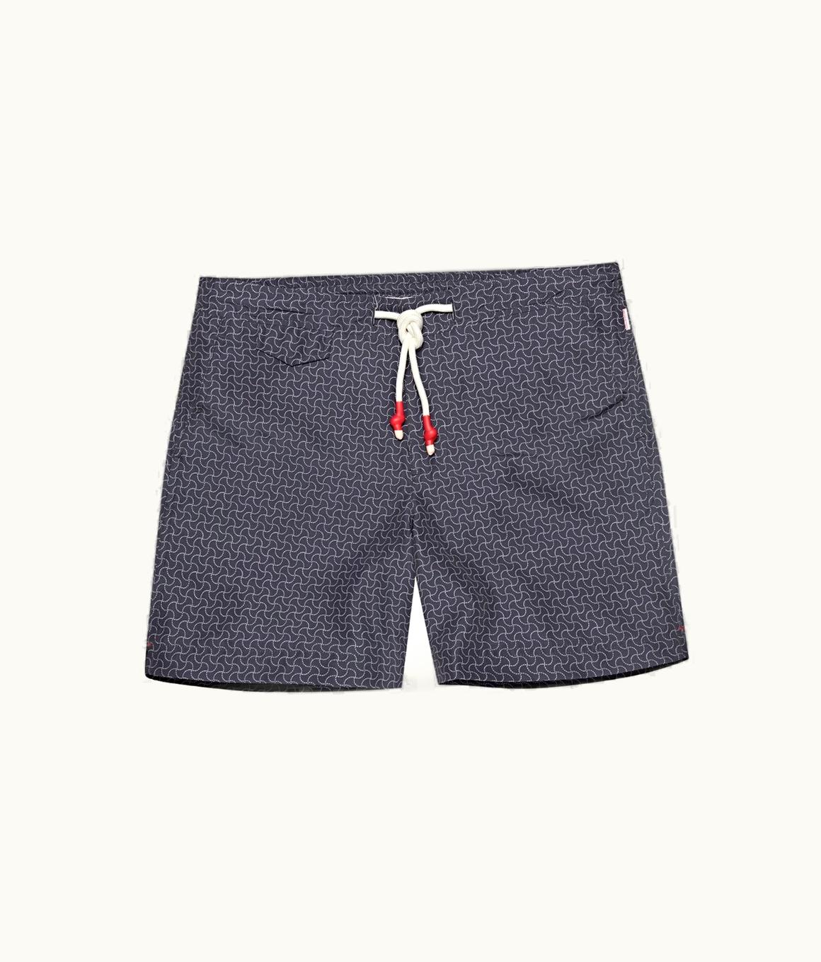 Orlebar Brown Orlebar Brown Night Iris Swen Print Mid-Length Ripstop Drawcord Swim Shorts Night Iris