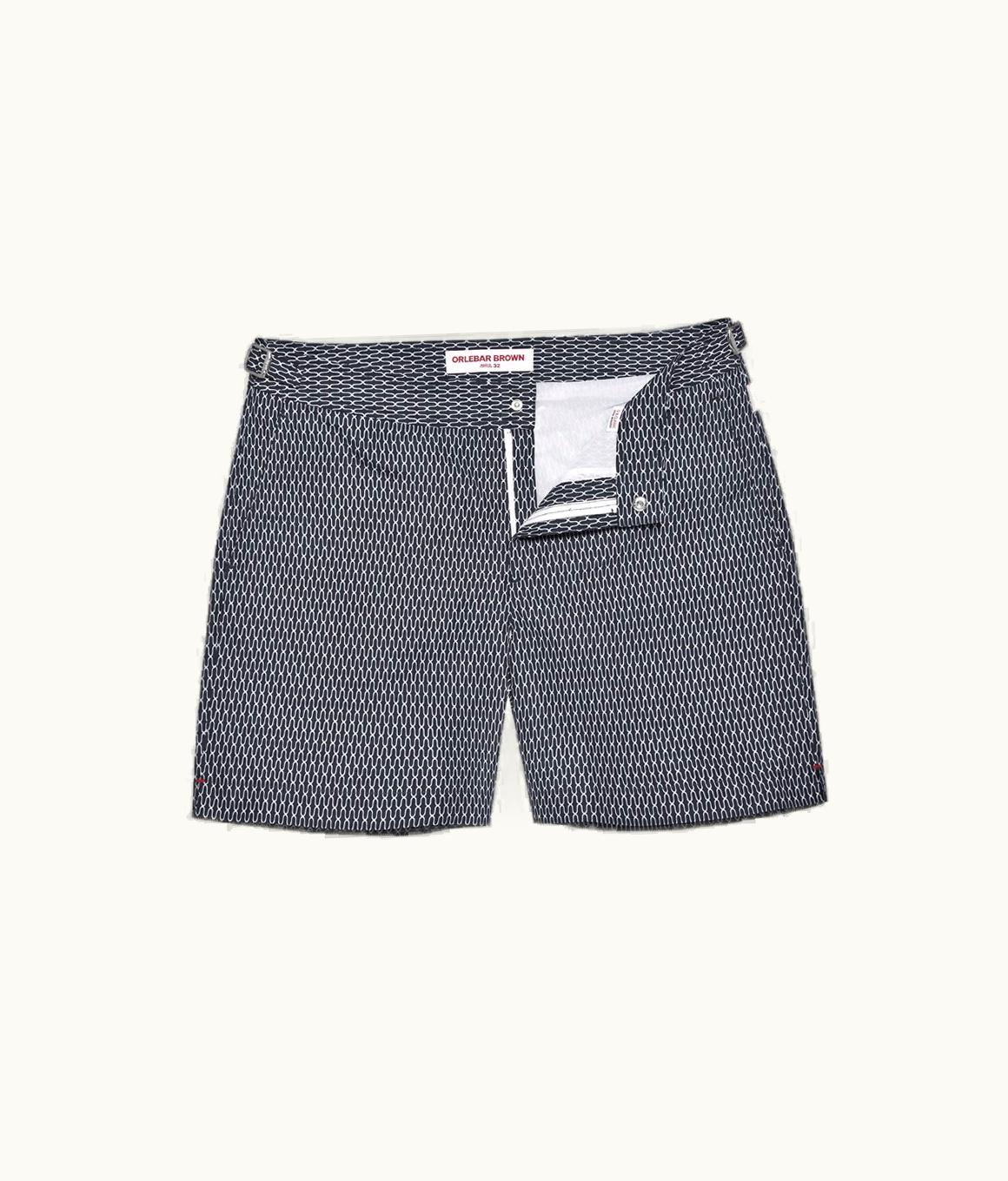 Orlebar Brown Orlebar Brown Midnight Navy / White Geo Pointpart Mid-Length Swim Shorts Midnight Navy/White