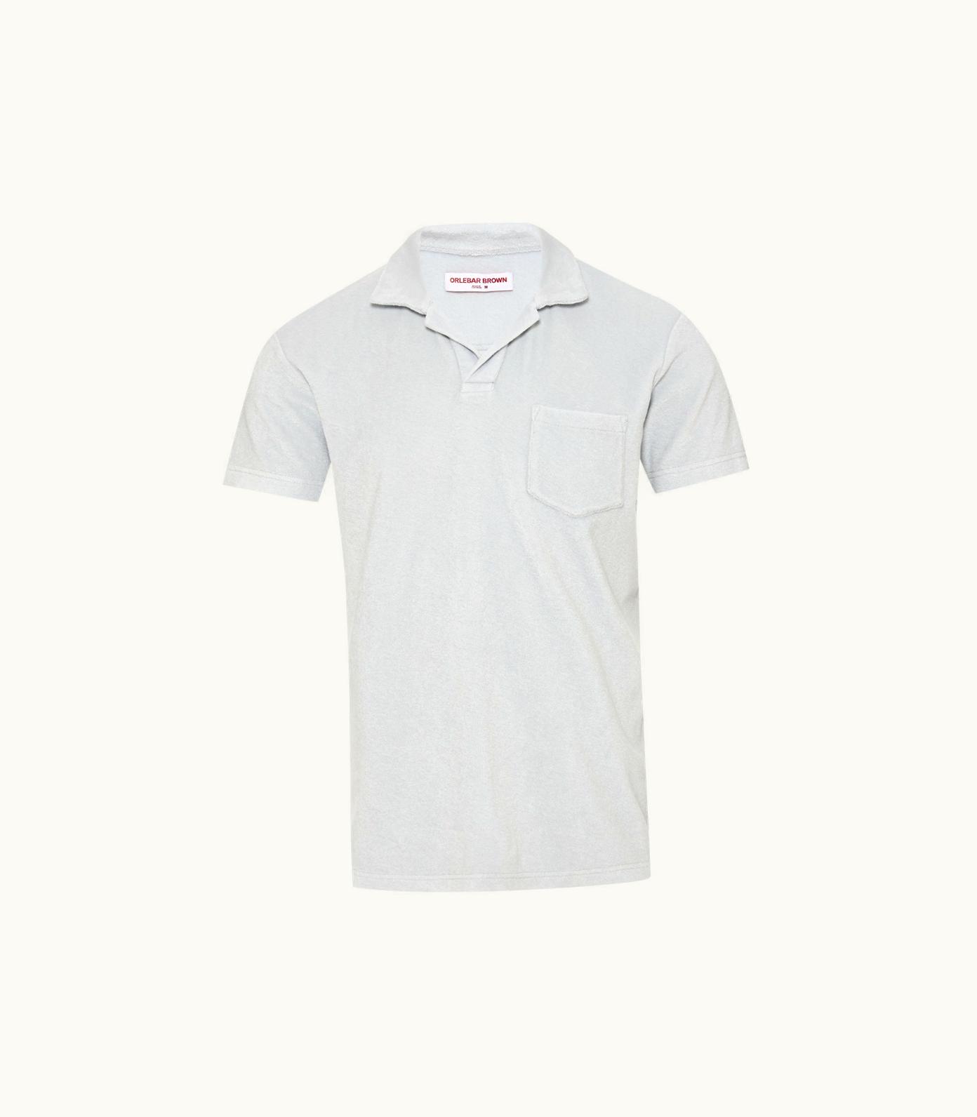 Orlebar Brown Orlebar Brown Light Sky Pool Tailored Fit Organic Cotton Towelling Resort Polo Shirt 279290