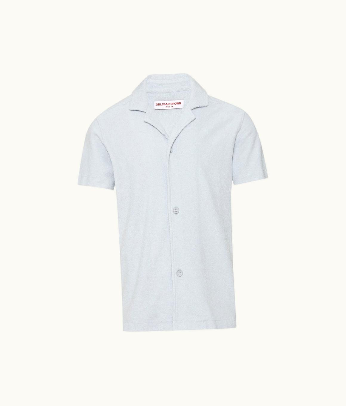Orlebar Brown Orlebar Brown Light Sky Pool Relaxed Fit Capri Collar Cotton Towelling Shirt 279307
