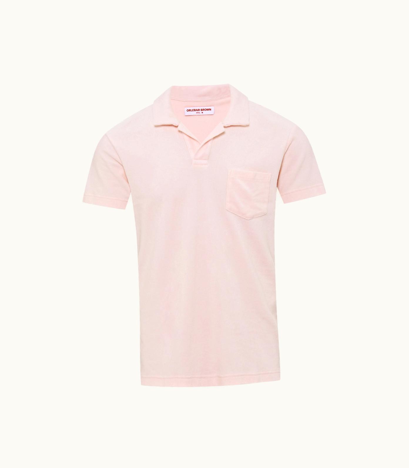 Orlebar Brown Orlebar Brown Rose Tailored Fit Organic Cotton Towelling Resort Polo Shirt Rose