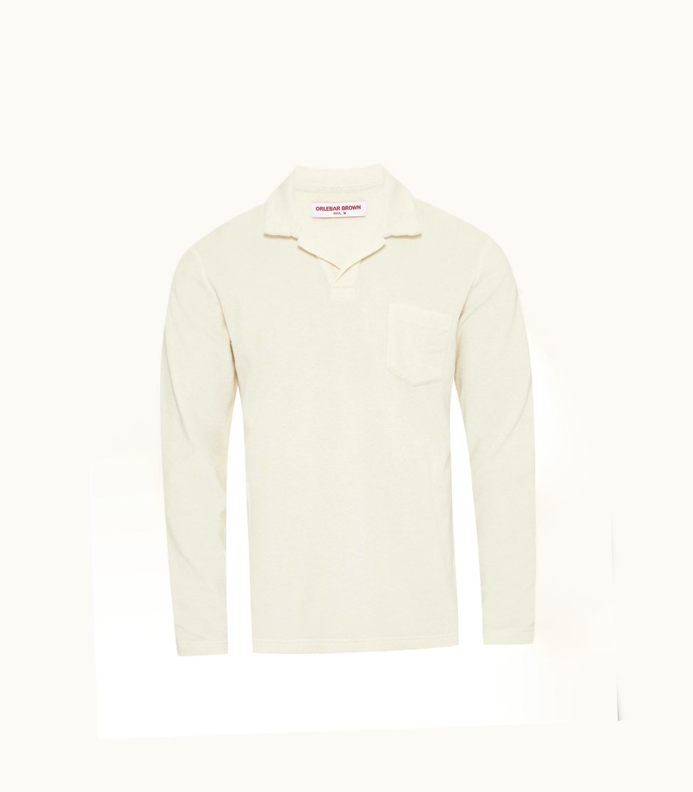 Orlebar Brown Orlebar Brown Cashew Tailored Fit Long-Sleeve Cotton Towelling Resort Polo Shirt 278729