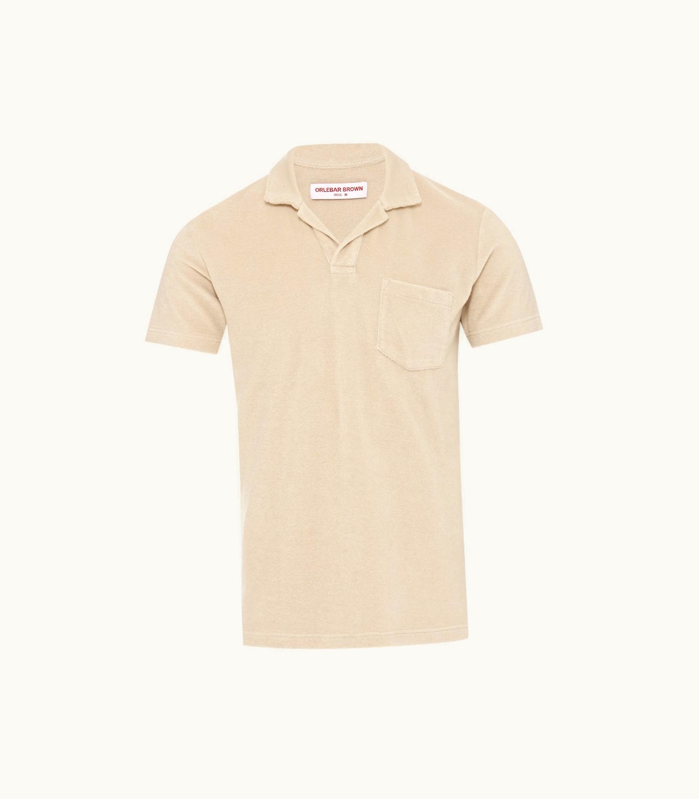 Orlebar Brown Orlebar Brown 007 Taupe Tailored Fit Organic Cotton Towelling Resort Polo Shirt Taupe