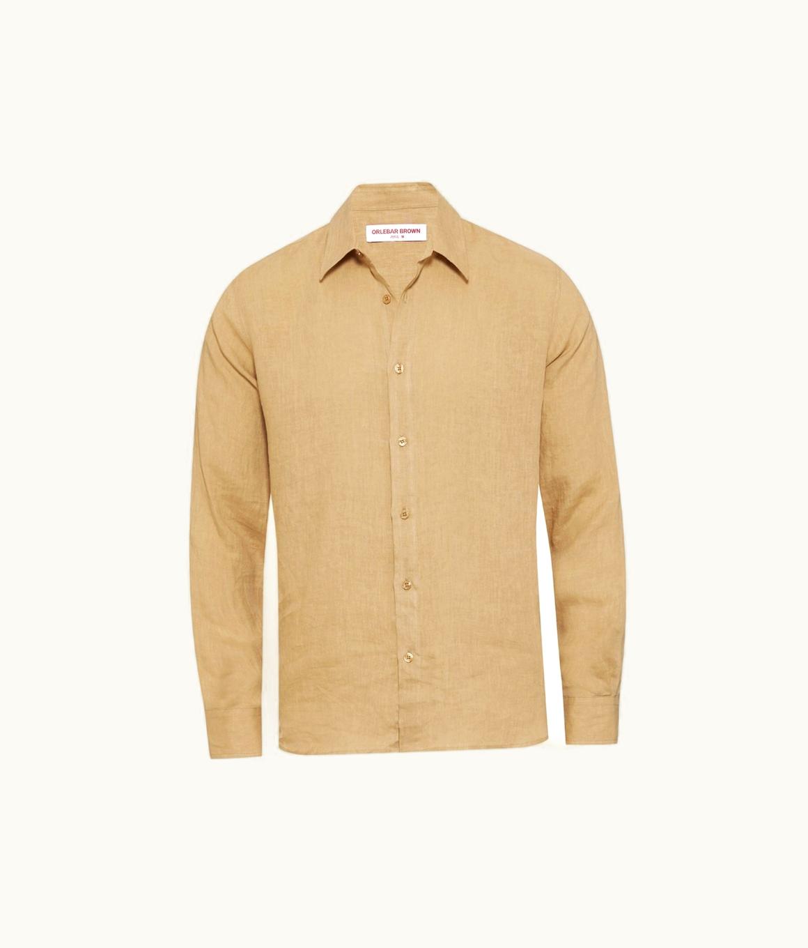 Orlebar Brown Orlebar Brown Biscuit Classic Collar Linen Shirt Biscuit