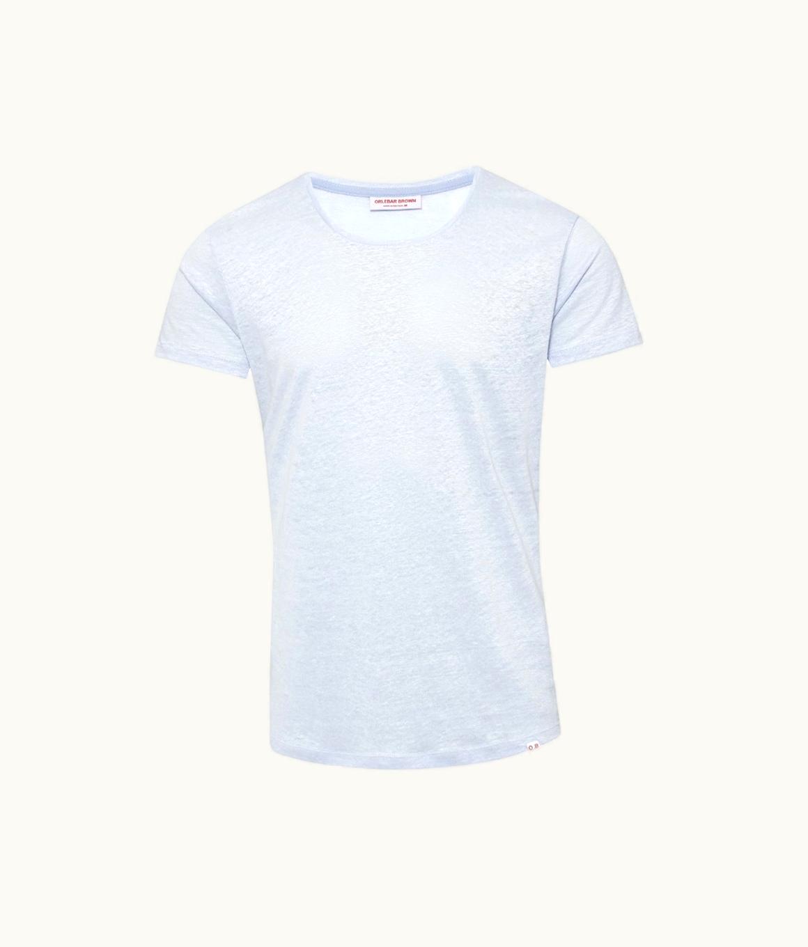 Orlebar Brown Orlebar Brown Soft Blue Crew Neck Linen T-Shirt 279063