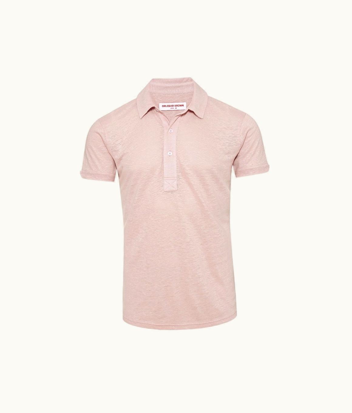 Orlebar Brown Orlebar Brown Seashell Pink Tailored Fit Linen Polo Shirt 279288