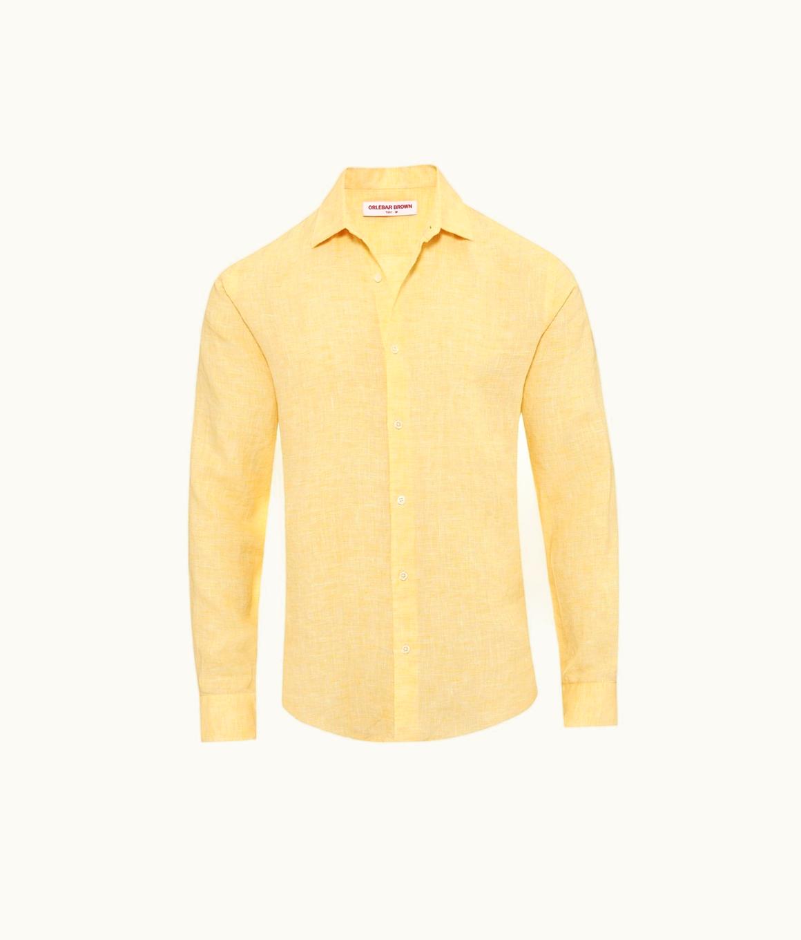 Orlebar Brown Orlebar Brown Toucan / White Tailored Fit Classic Collar Linen Shirt Toucan/White