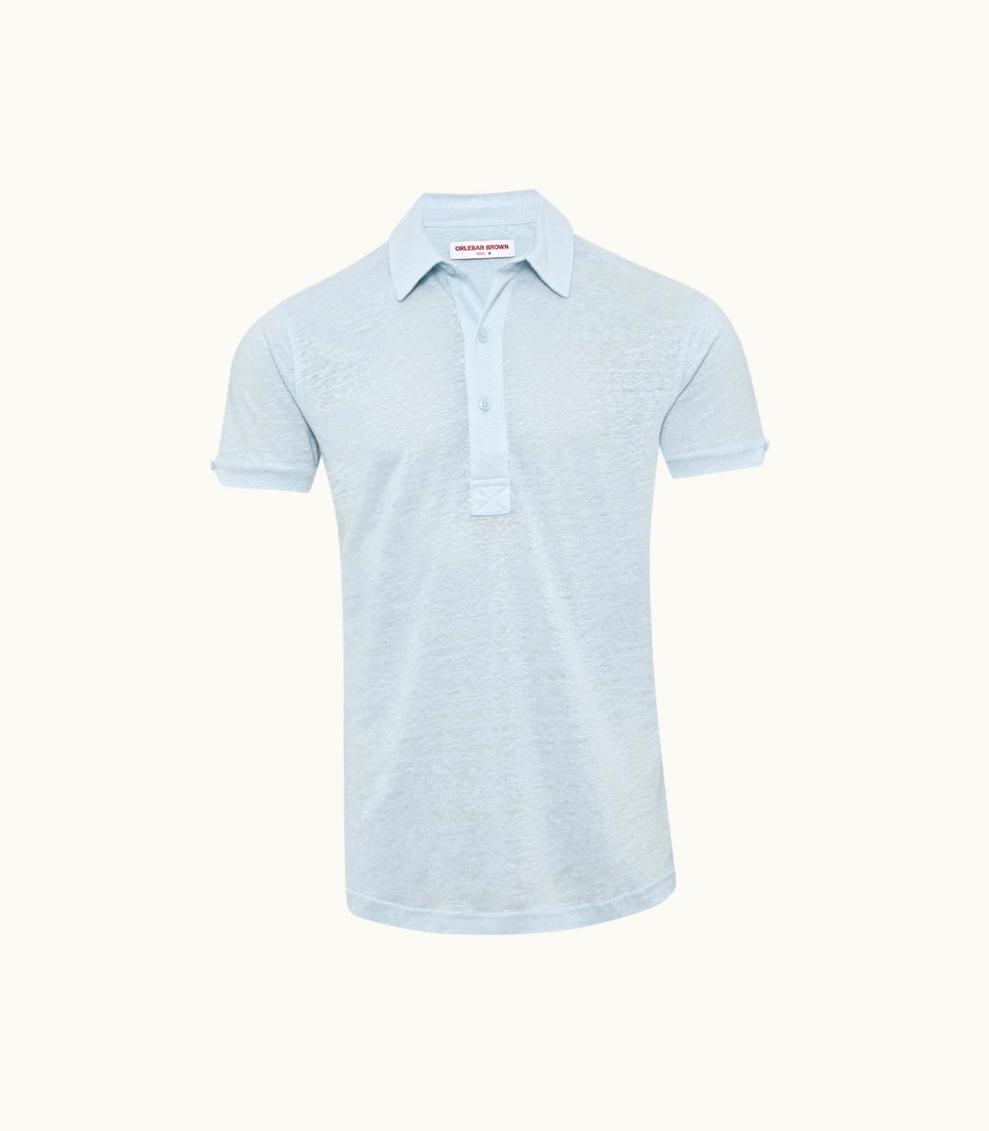 Orlebar Brown Orlebar Brown Island Sky Tailored Fit Short-Sleeve Linen Polo Shirt Island Sky