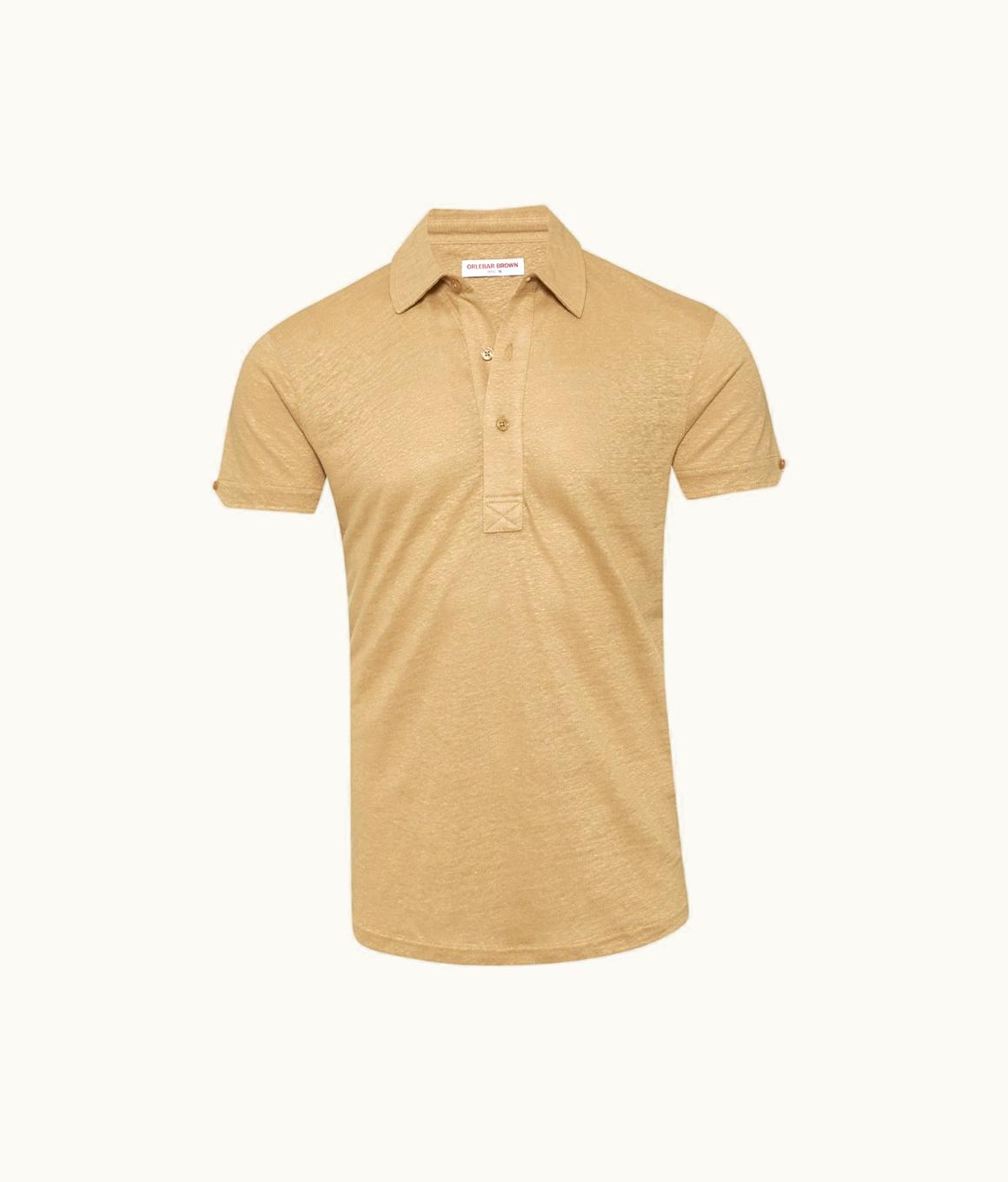 Orlebar Brown Orlebar Brown Biscuit Tailored Fit Linen Polo Shirt Biscuit