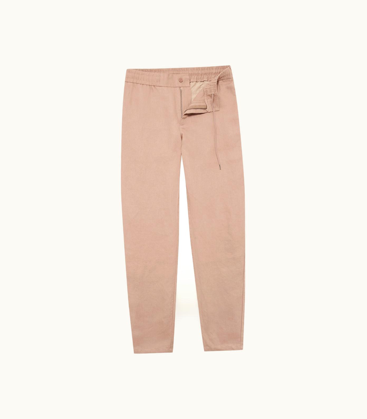 Orlebar Brown Orlebar Brown Caramel Pink Tailored Fit Washed Linen Trousers