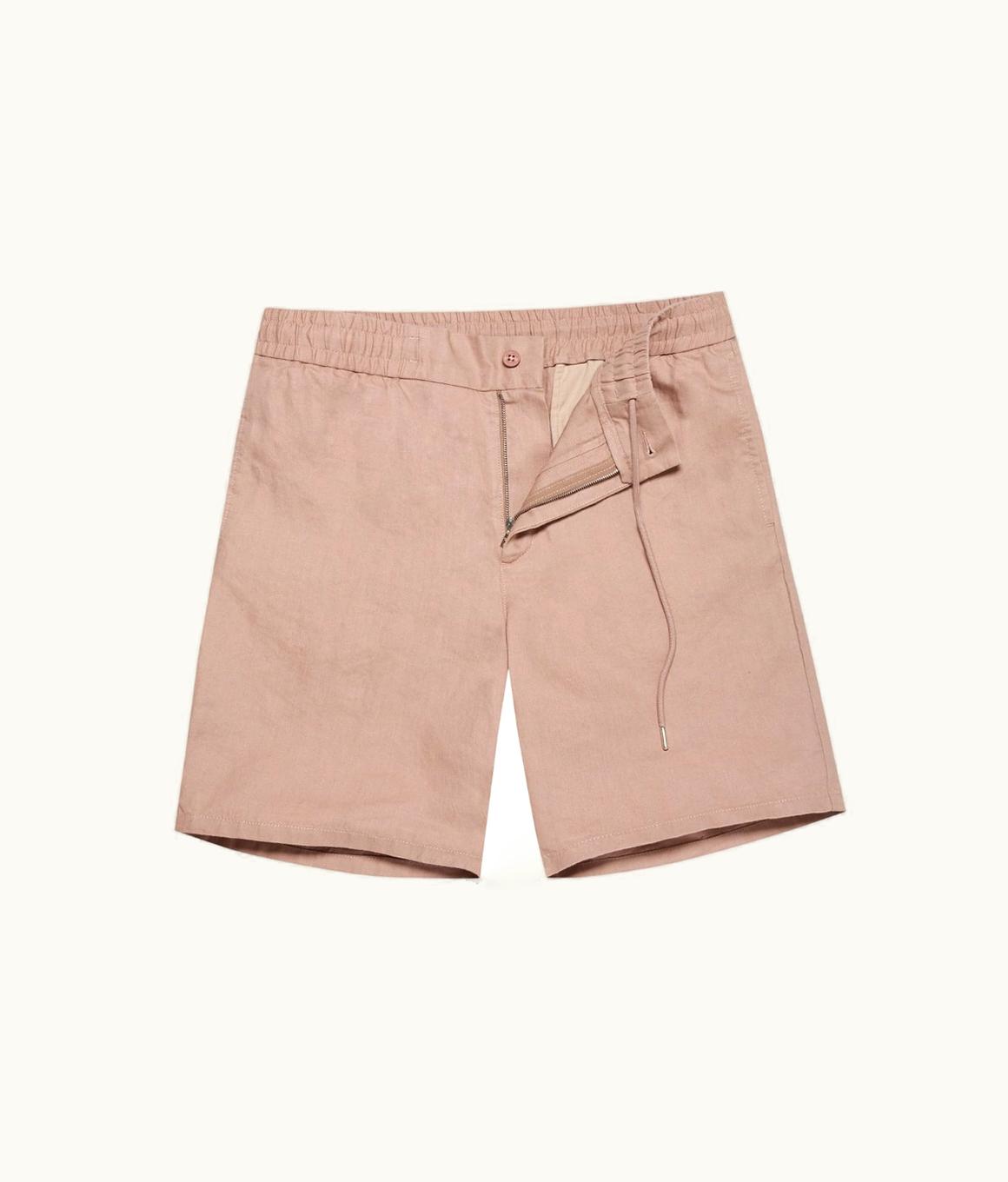 Orlebar Brown Orlebar Brown Caramel Pink Tailored Fit Washed Linen Drawcord Shorts