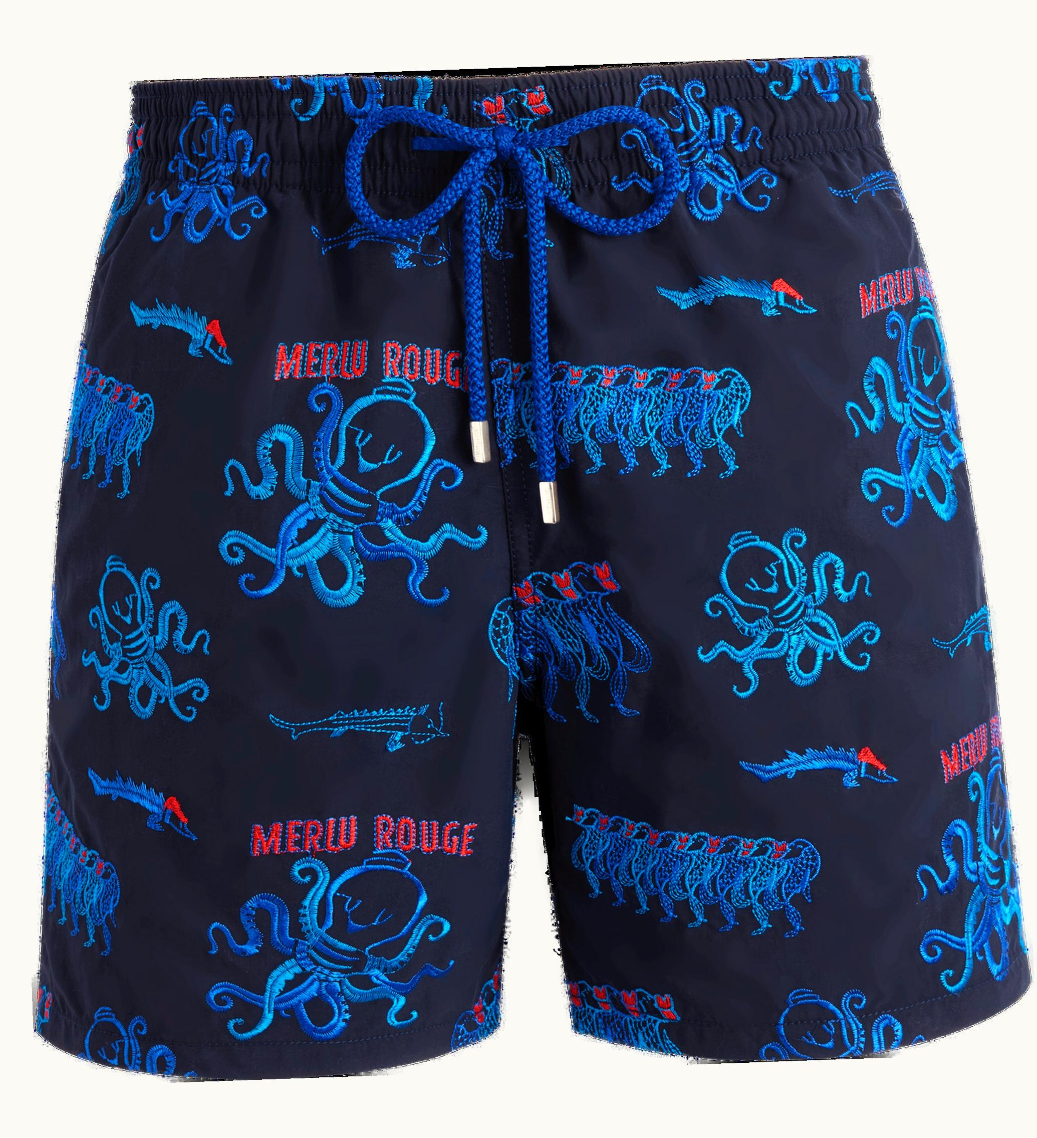 Vilebrequin Vilebrequin Men Swim Shorts Embroidered Au Merlu Rouge - Limited Edition Navy / Blue