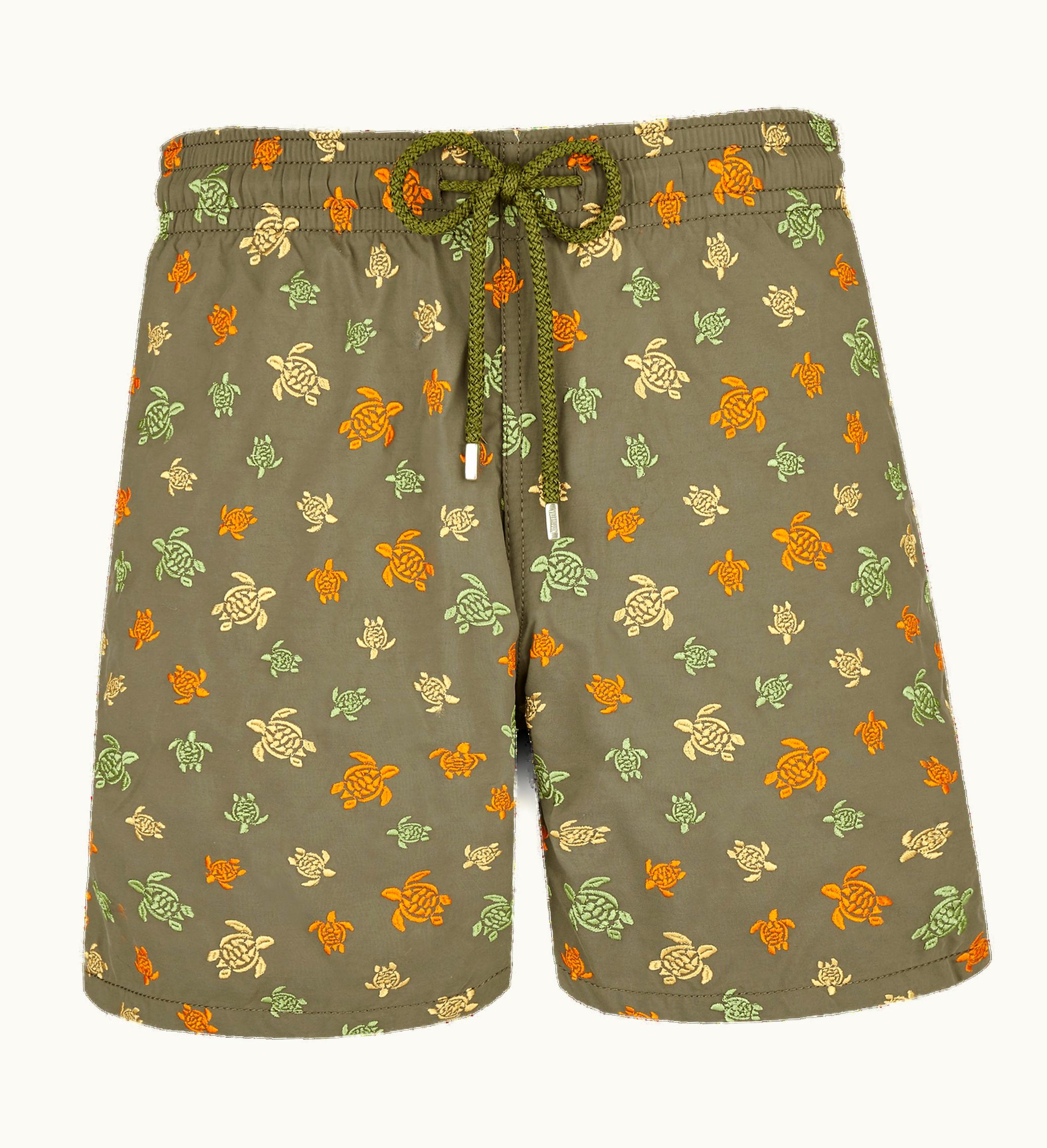 Vilebrequin Vilebrequin Men Swim Shorts Embroidered Ronde Des Tortues - Limited Edition Olivier / Green