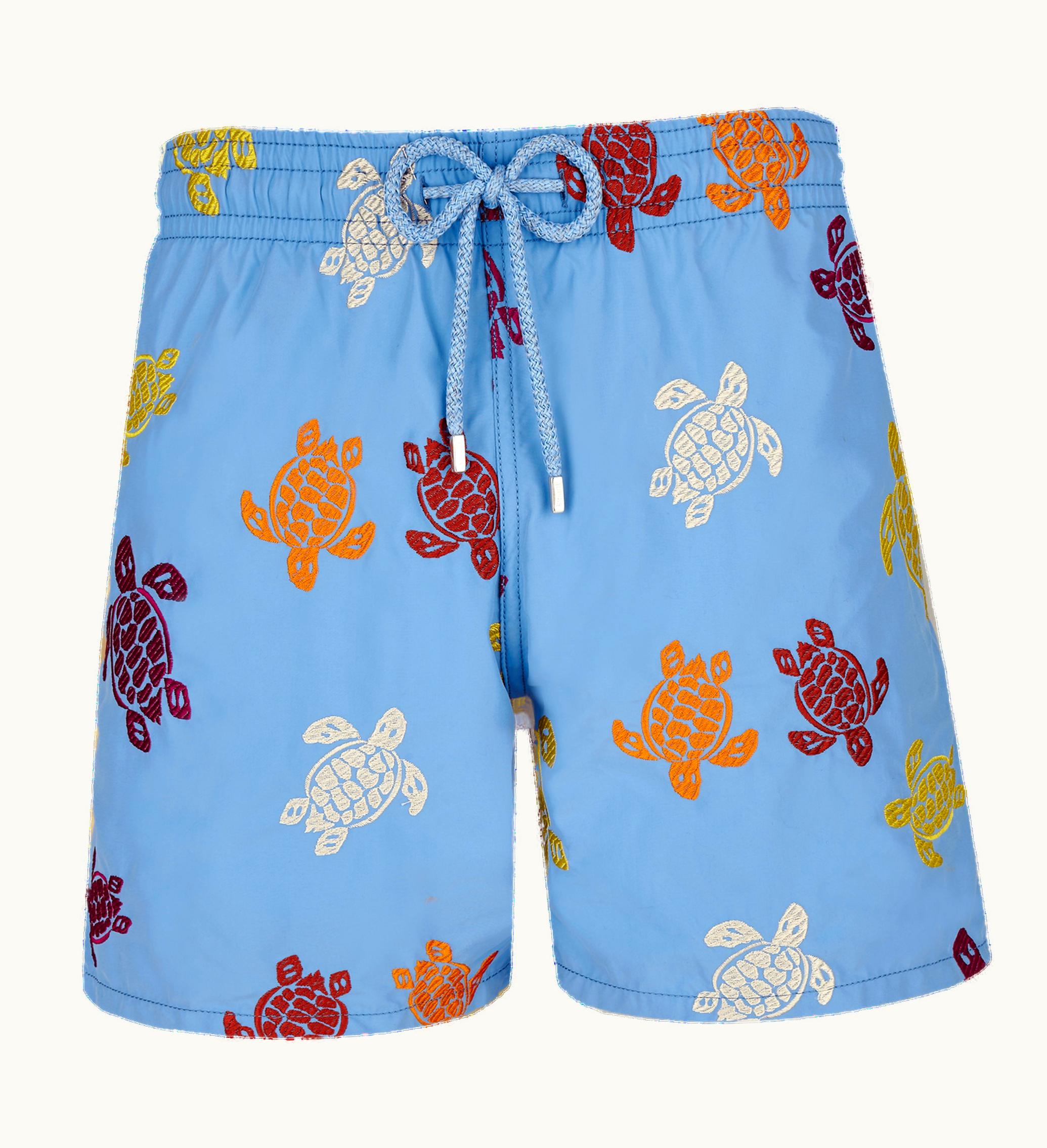 Vilebrequin Vilebrequin Men Swim Shorts Embroidered Tortue Multicolore - Limited Edition Divine / Blue