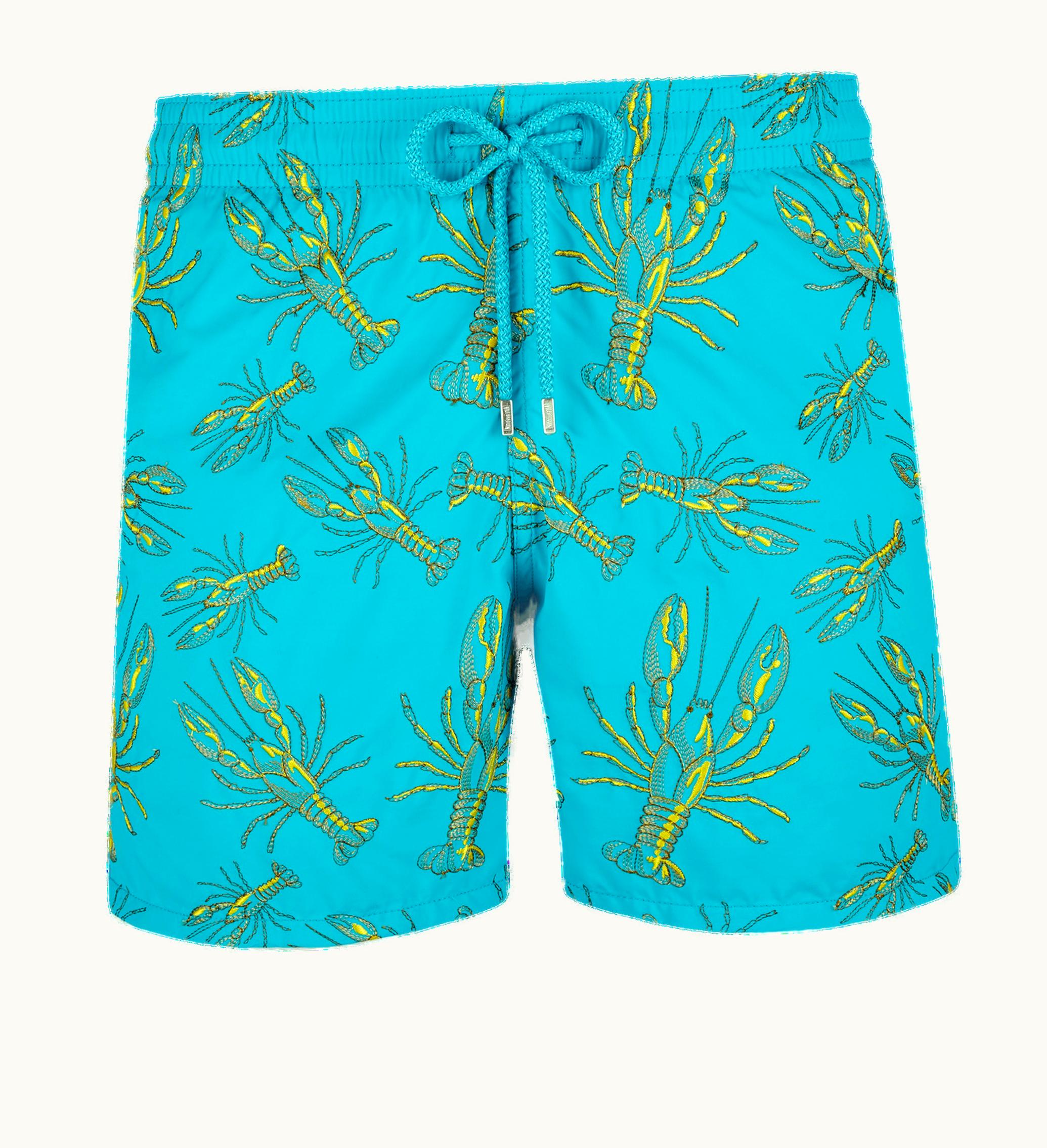Vilebrequin Vilebrequin Men Swim Shorts Embroidered Lobsters - Limited Edition Curacao / Blue