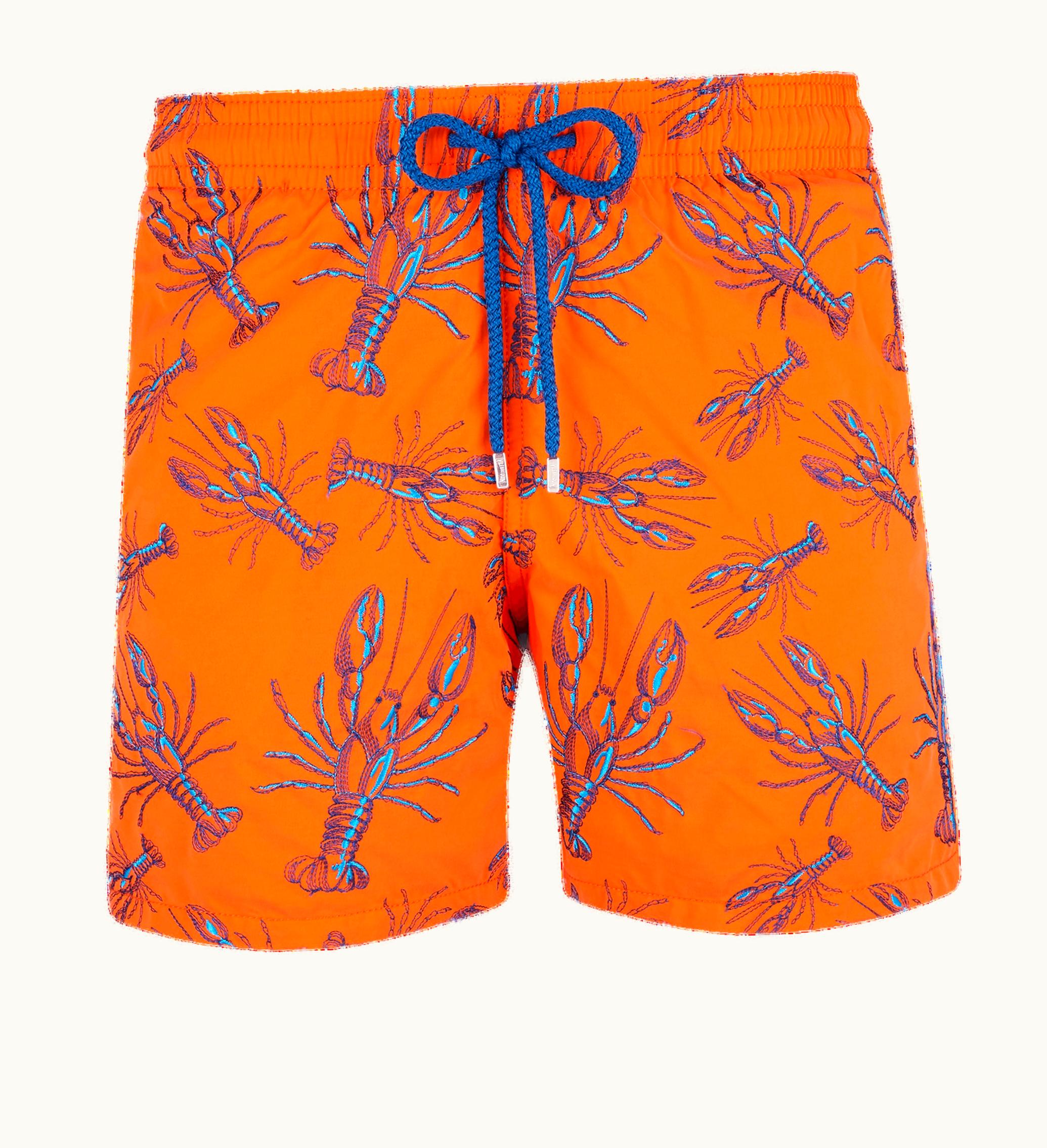 Vilebrequin Vilebrequin Men Swim Shorts Embroidered Lobsters - Limited Edition Tango / Orange