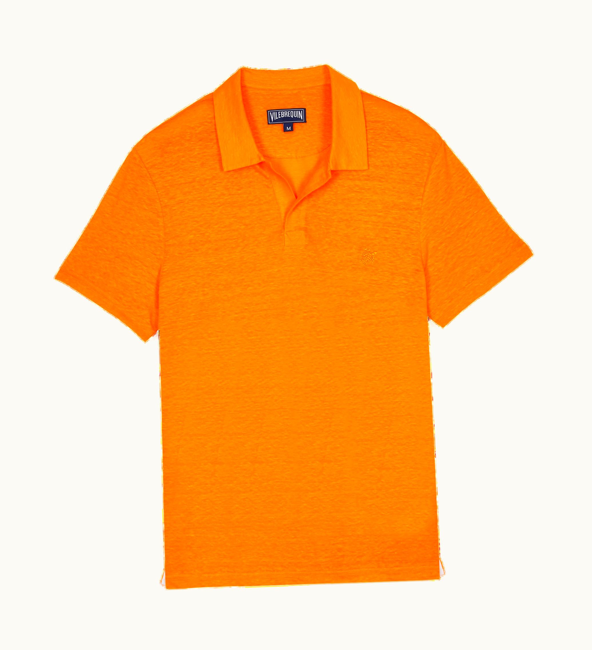 Vilebrequin Vilebrequin Men Linen Jersey Polo Shirt Solid Carrot / Orange