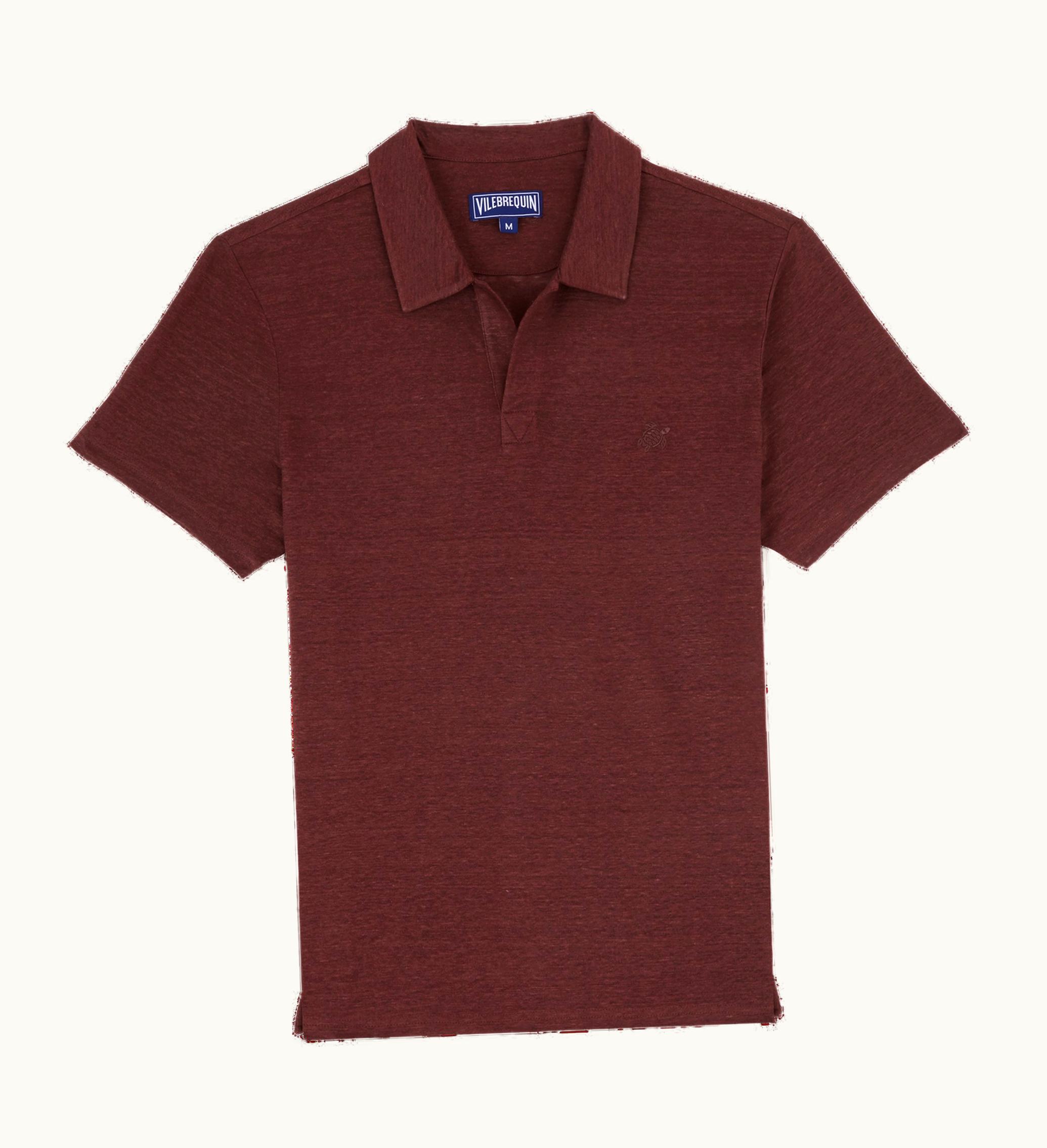 Vilebrequin Vilebrequin Men Linen Jersey Polo Shirt Solid Mahogany / Red