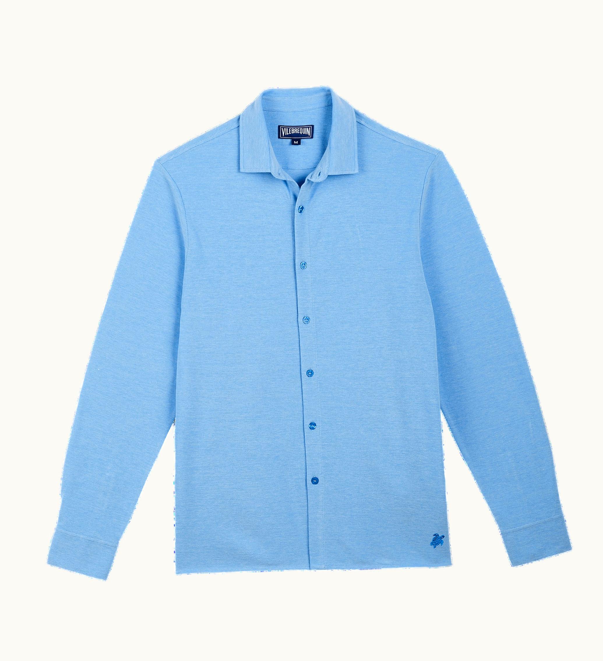 Vilebrequin Vilebrequin Men Cotton Pique Shirt Thalassa / Blue