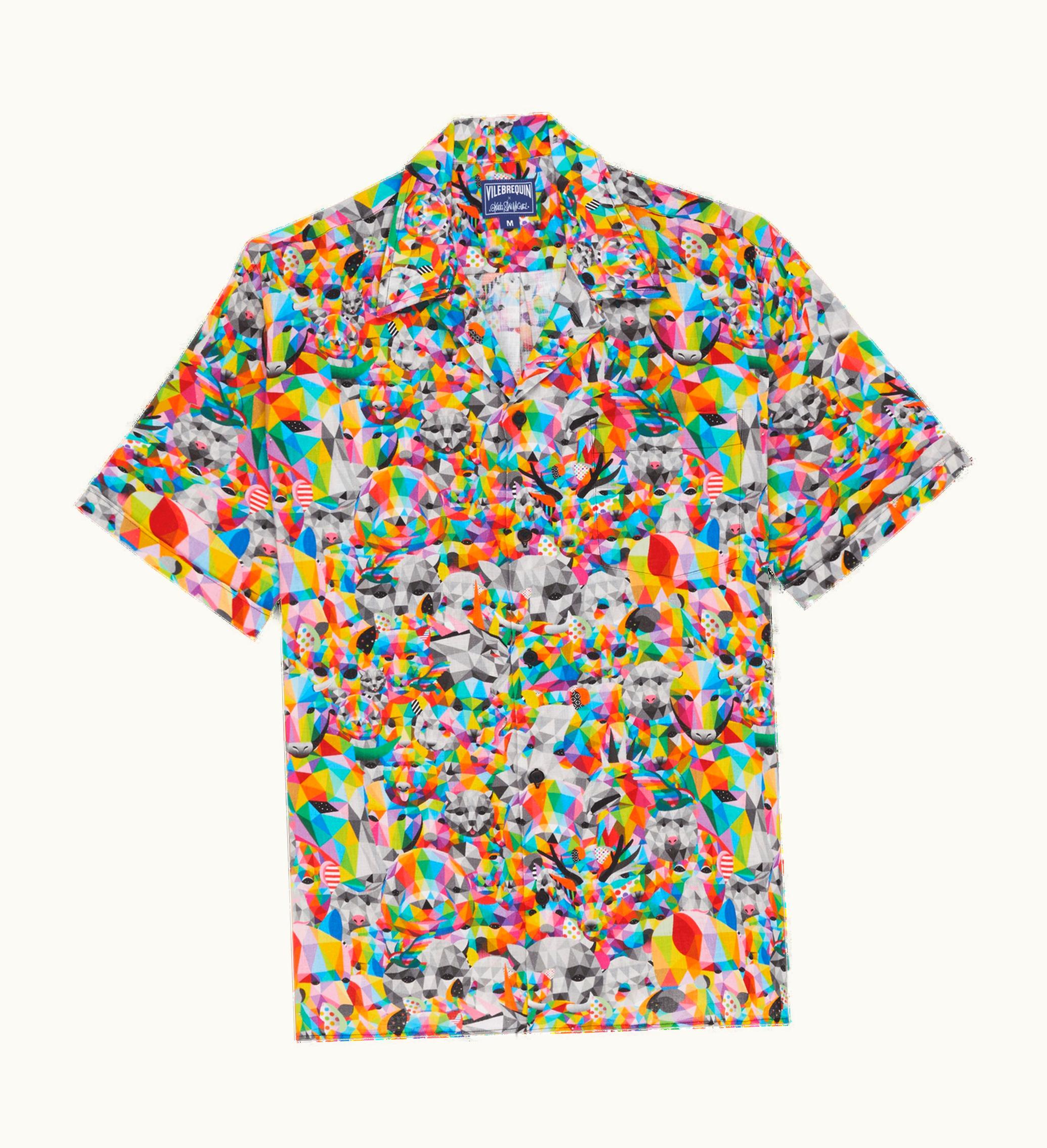 Vilebrequin Men Linen Bowling Shirt Animals - Vilebrequin X Okuda San Miguel