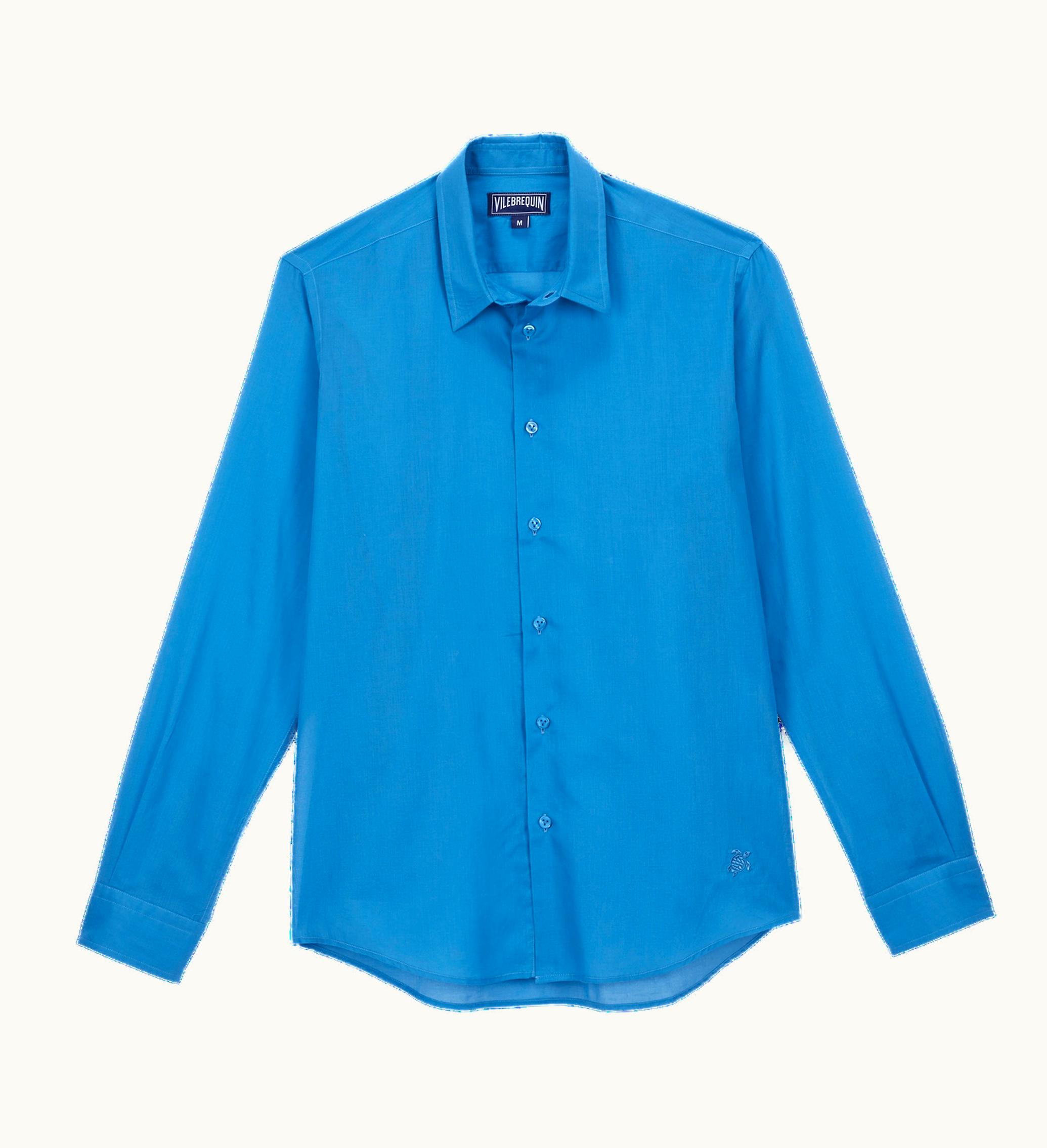 Vilebrequin Vilebrequin Unisex Cotton Voile Lightweight Shirt Solid Calanque / Blue