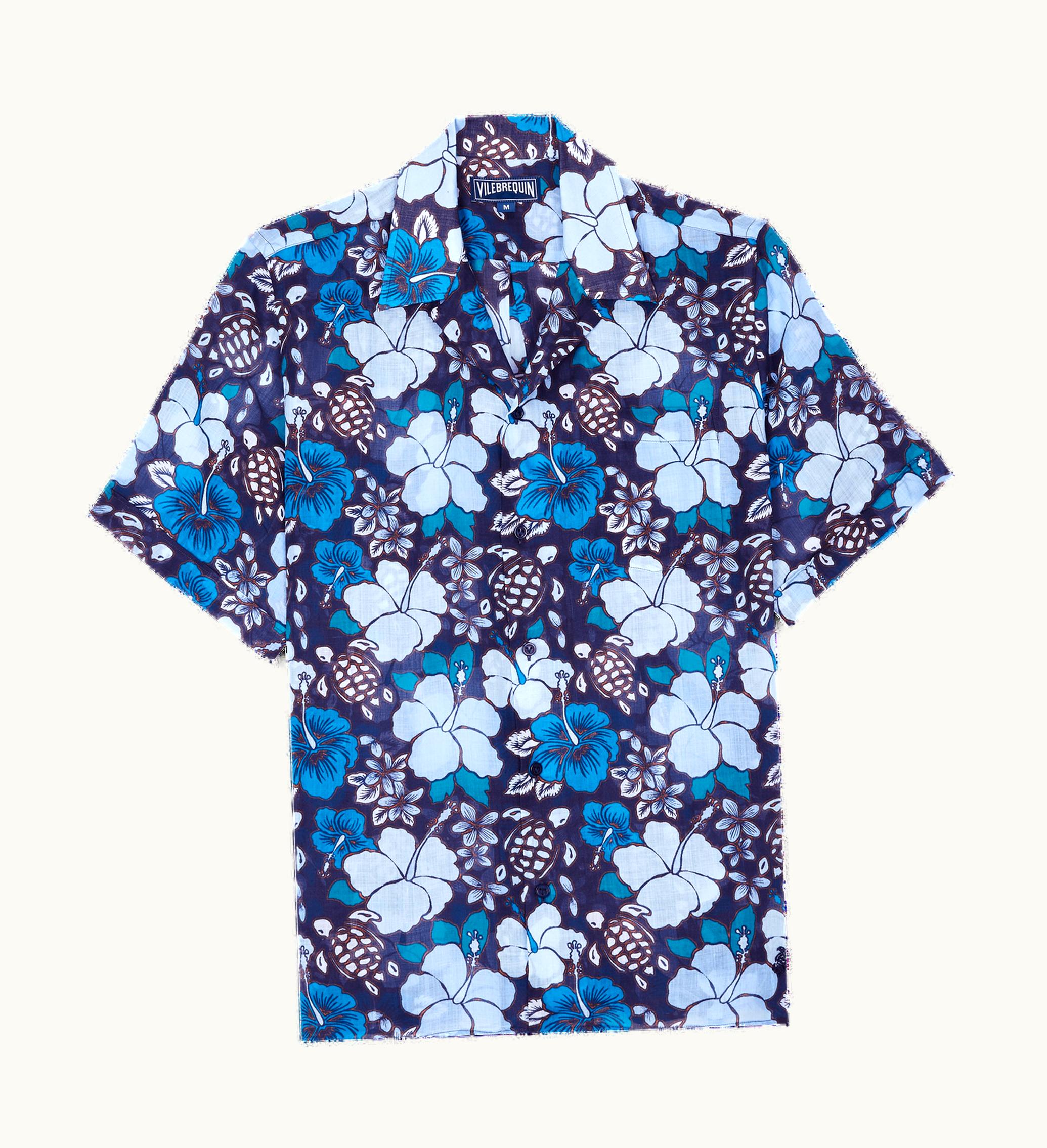 Vilebrequin Vilebrequin Men Bowling Ramie Shirt Tropical Turtles