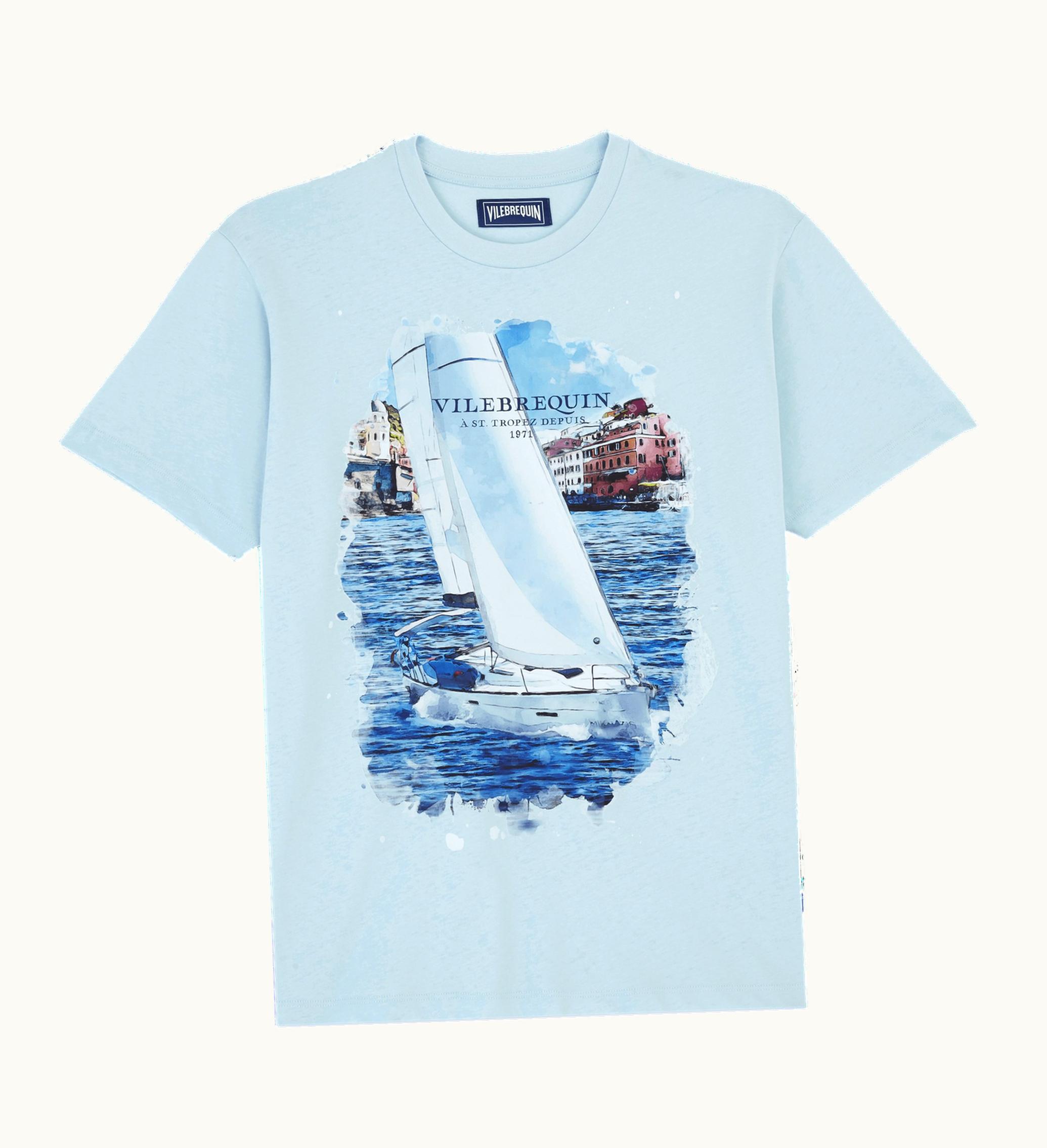 Vilebrequin Vilebrequin Men Cotton T-Shirt White Sailing Boat