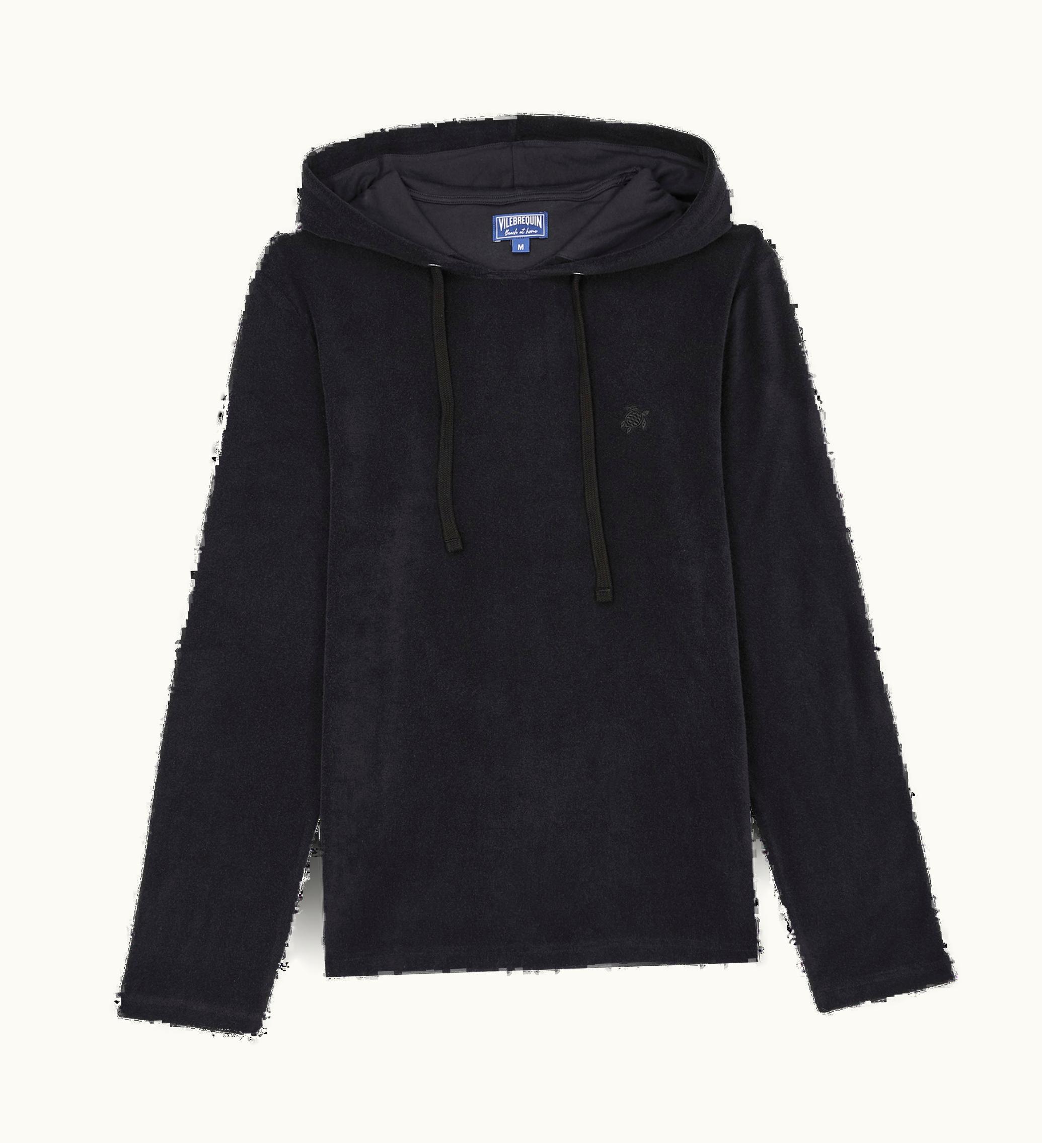 Vilebrequin Vilebrequin Men Terry Long-Sleeves Hooded T-Shirt Black / Black