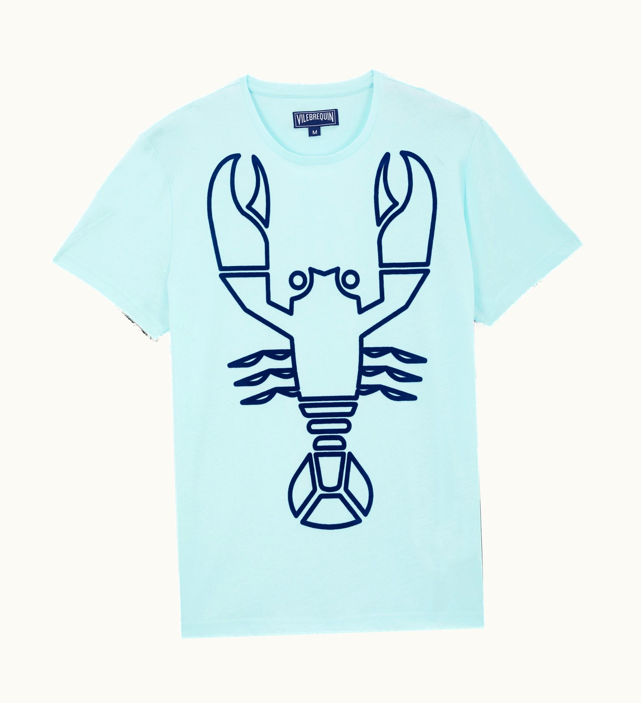 Vilebrequin Vilebrequin Men Organic Cotton T-Shirt Placed Flocked Lobster Thalassa / Blue