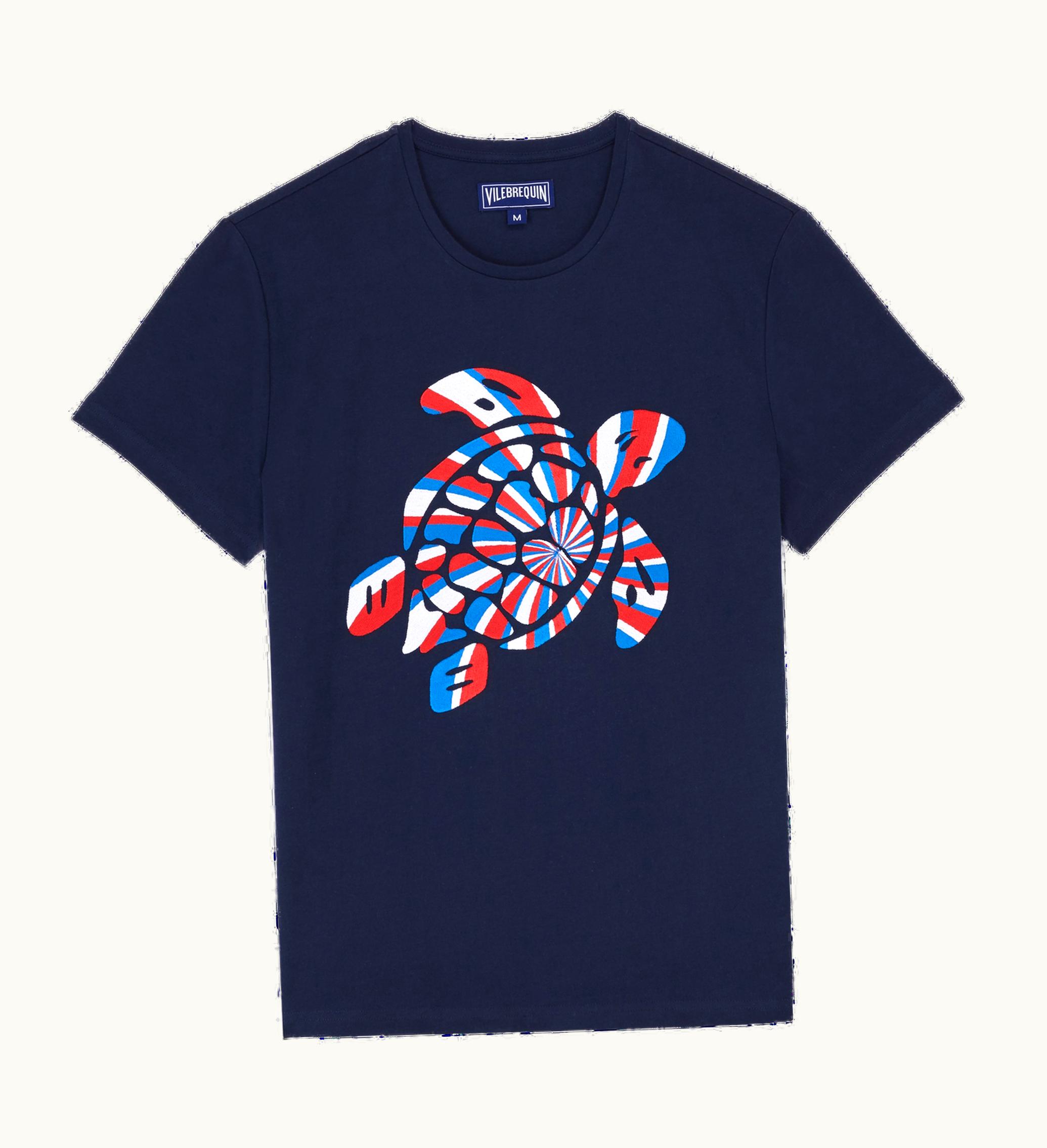 Vilebrequin Vilebrequin Men Organic Cotton T-Shirt Placed Embroidered Turtle