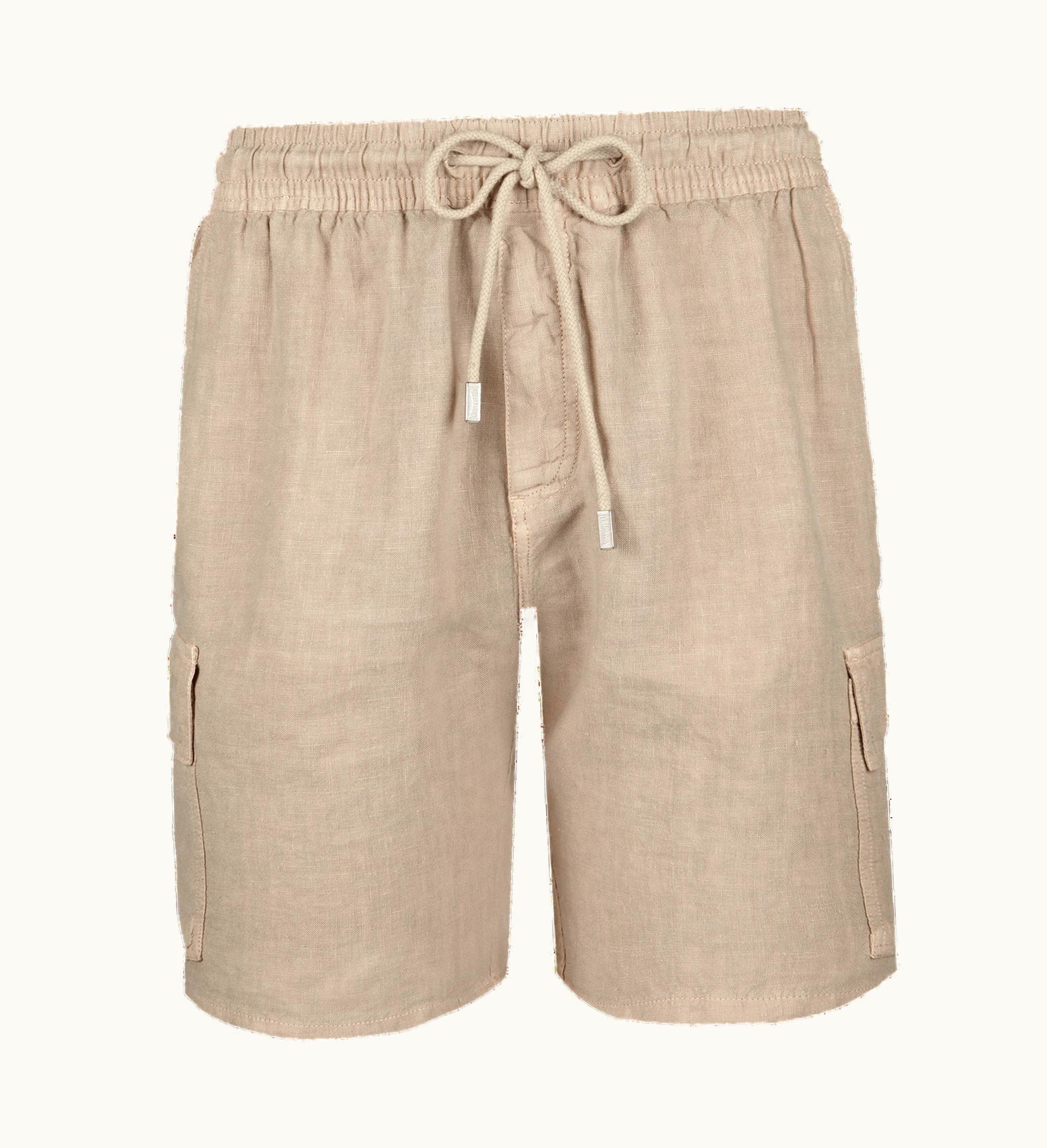 Vilebrequin Vilebrequin Men Linen Bermuda Shorts Cargo Pockets Safari / Beige