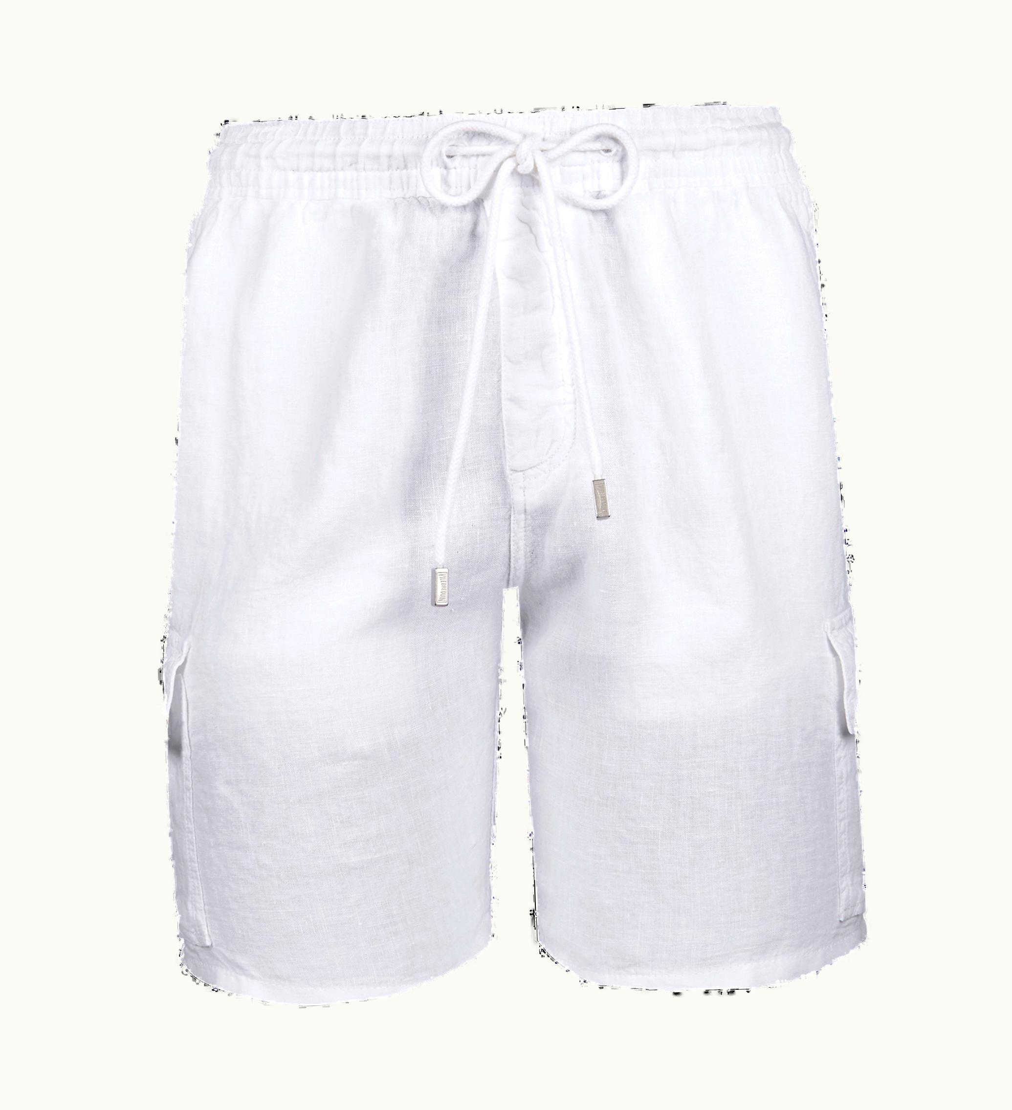 Vilebrequin Vilebrequin Men Linen Bermuda Shorts Cargo Pockets White / White