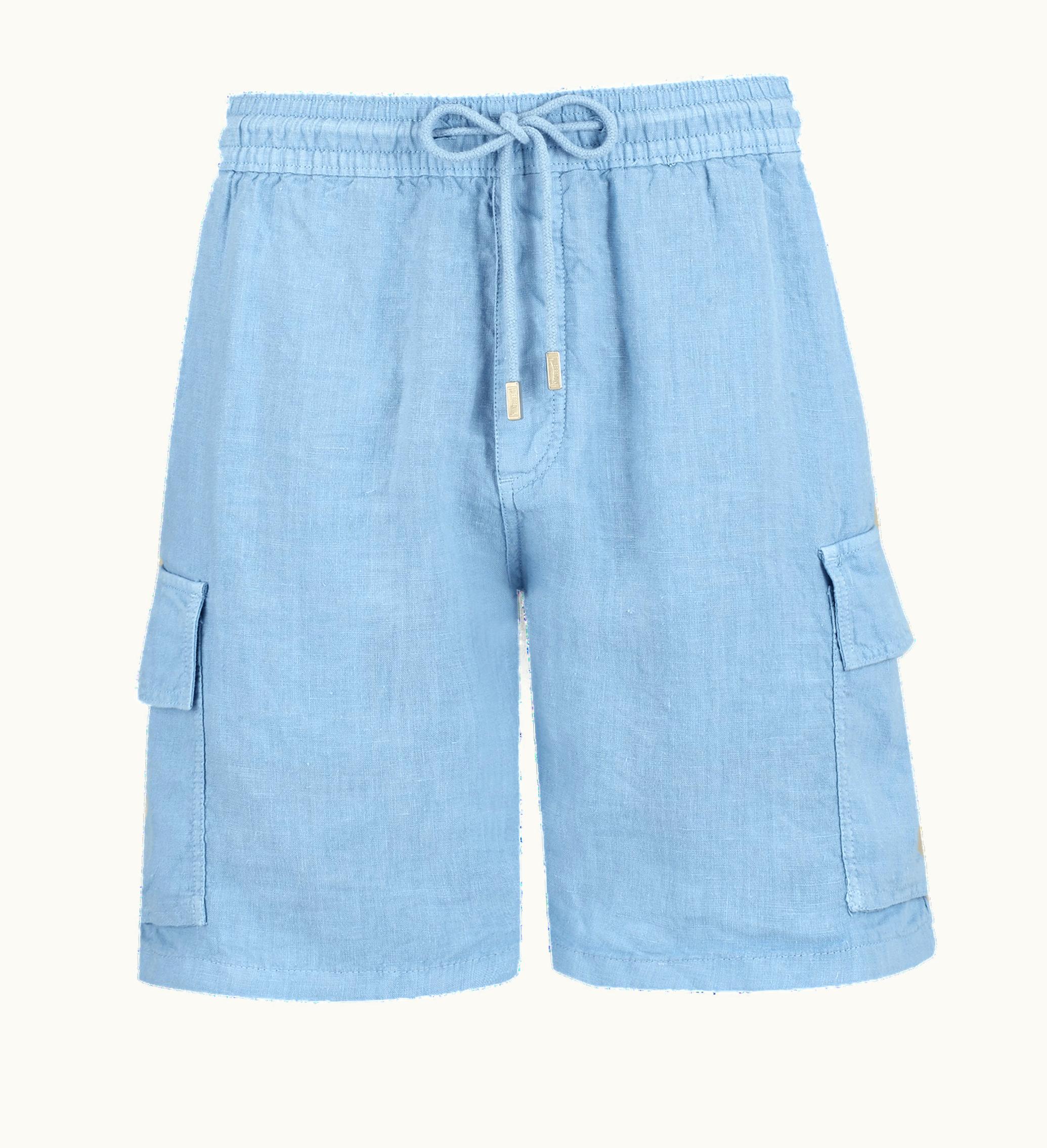 Vilebrequin Vilebrequin Men Linen Bermuda Shorts Cargo Pockets Divine / Blue