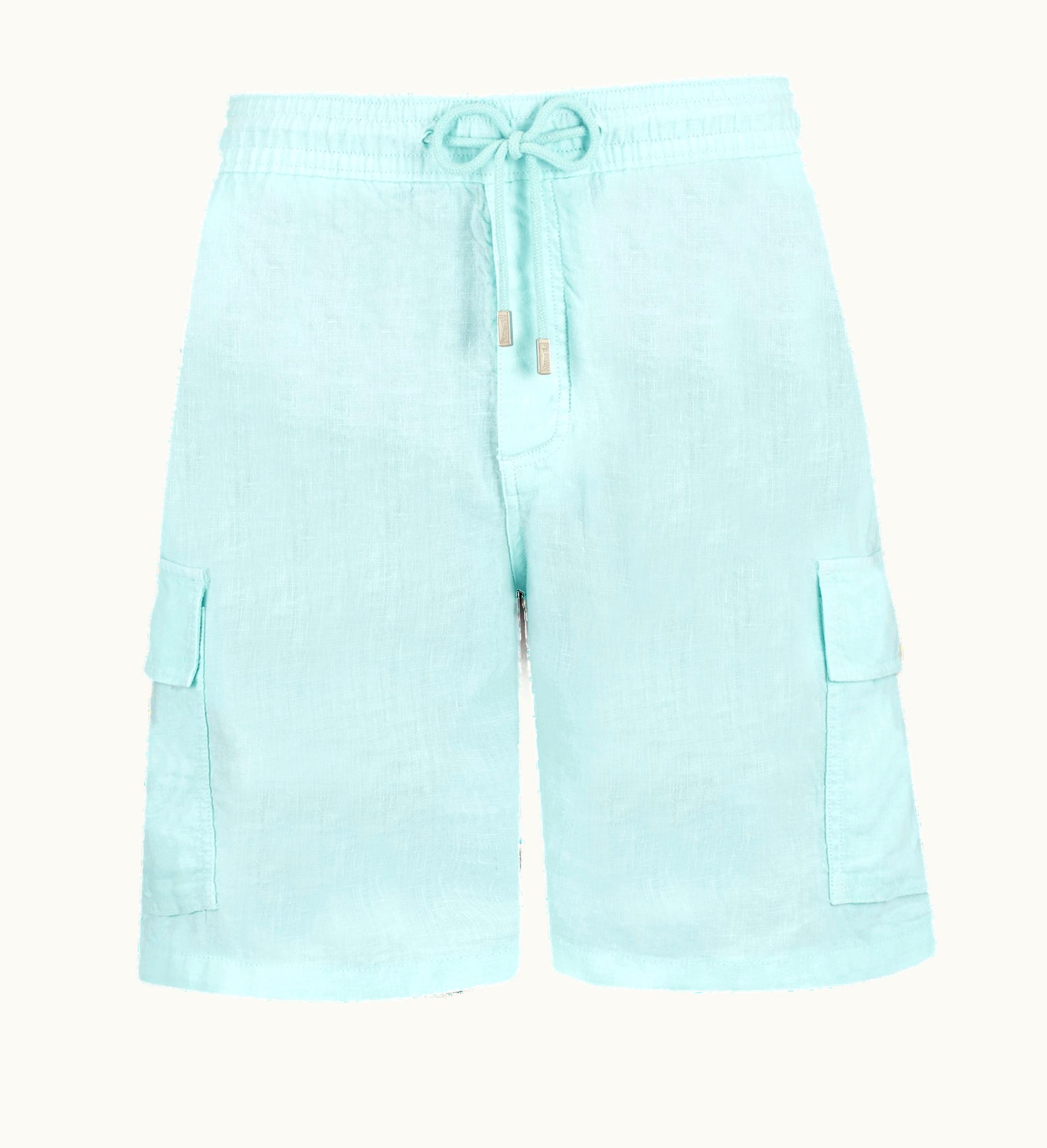 Vilebrequin Vilebrequin Men Linen Bermuda Shorts Cargo Pockets Thalassa / Blue