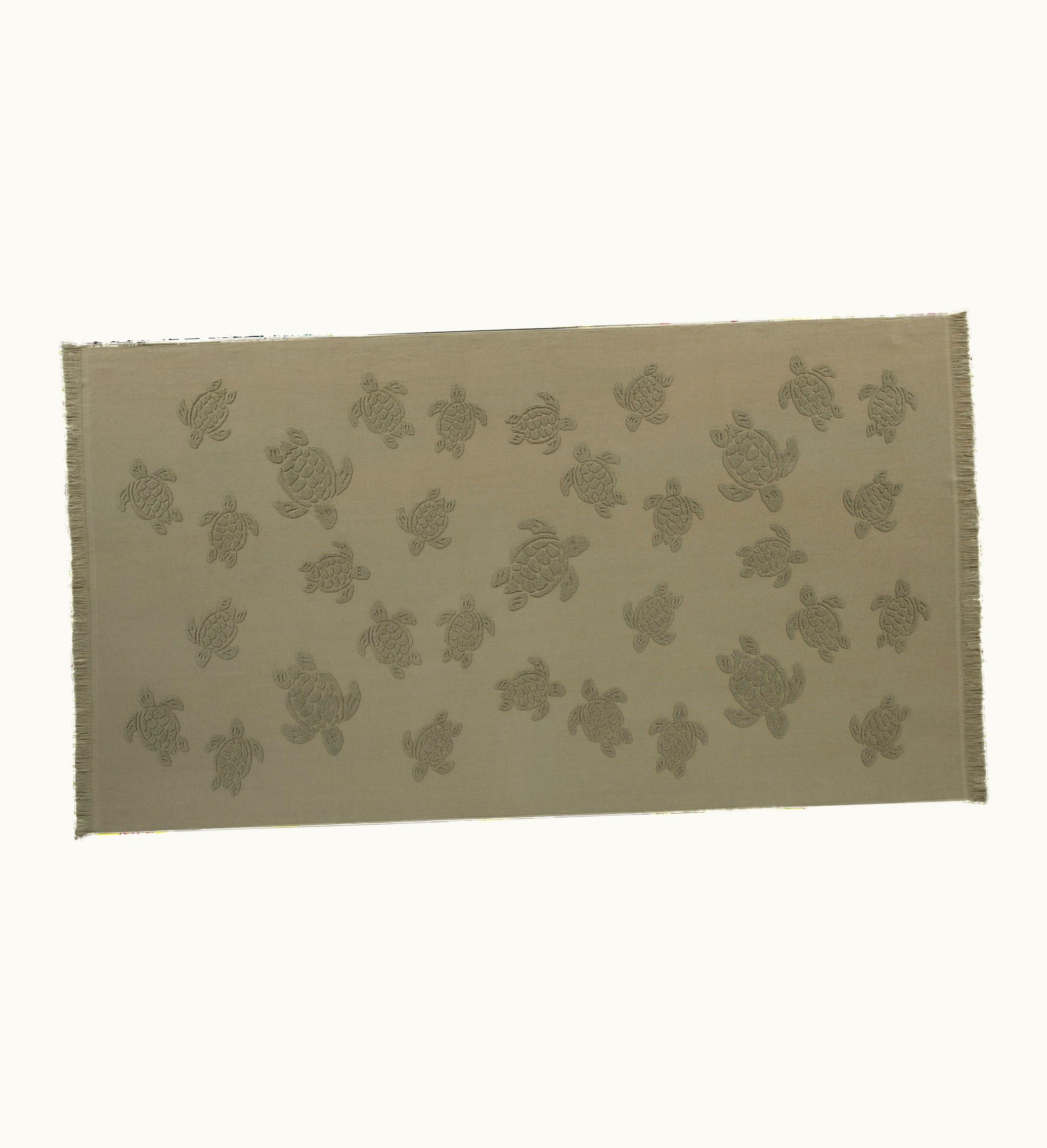 Vilebrequin Vilebrequin Beach Towel In Organic Cotton Turtles Jacquard Olivier / Green