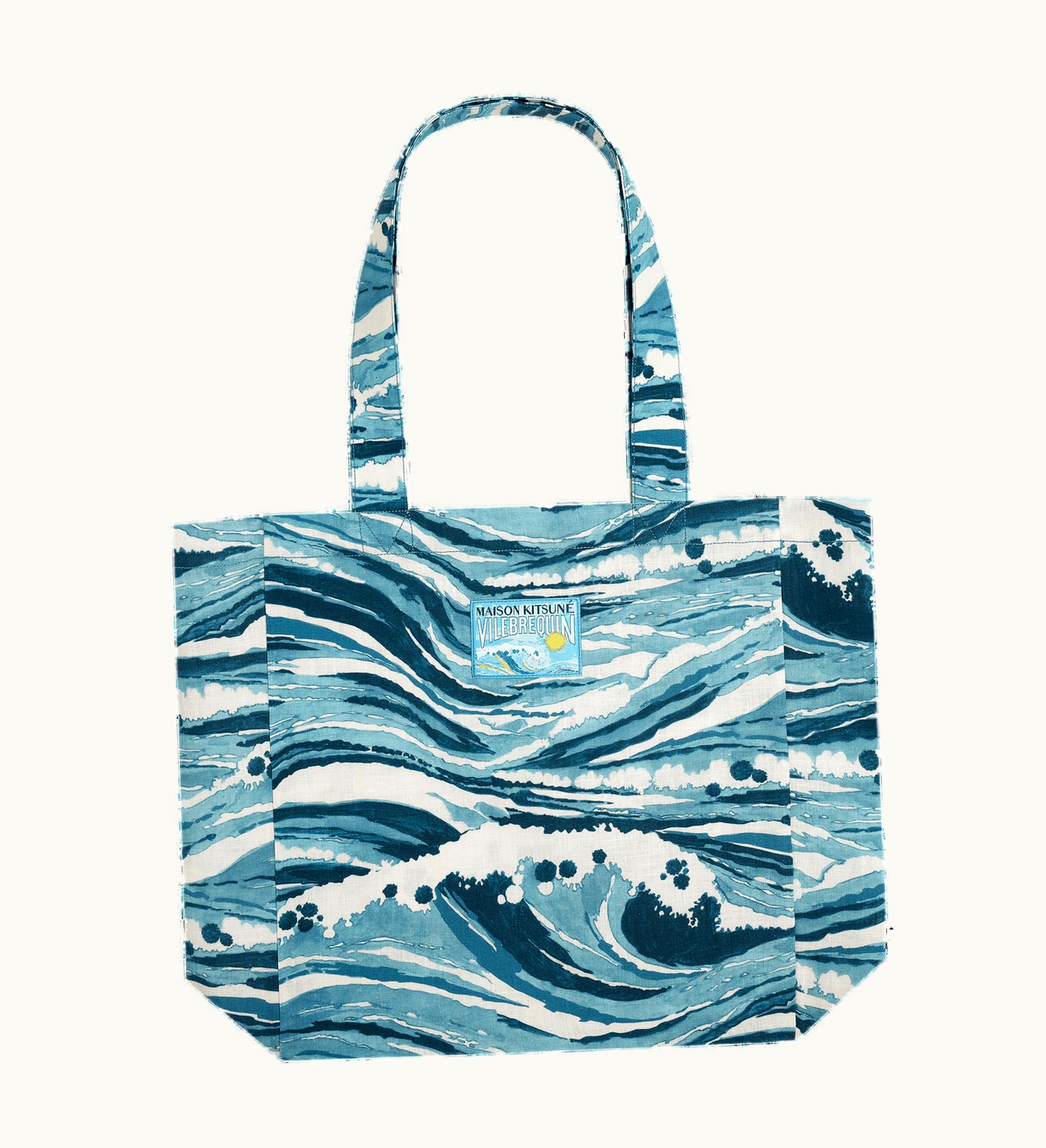 Vilebrequin Unisex Cotton Beach Bag Wave - Vilebrequin X Maison Kitsuné