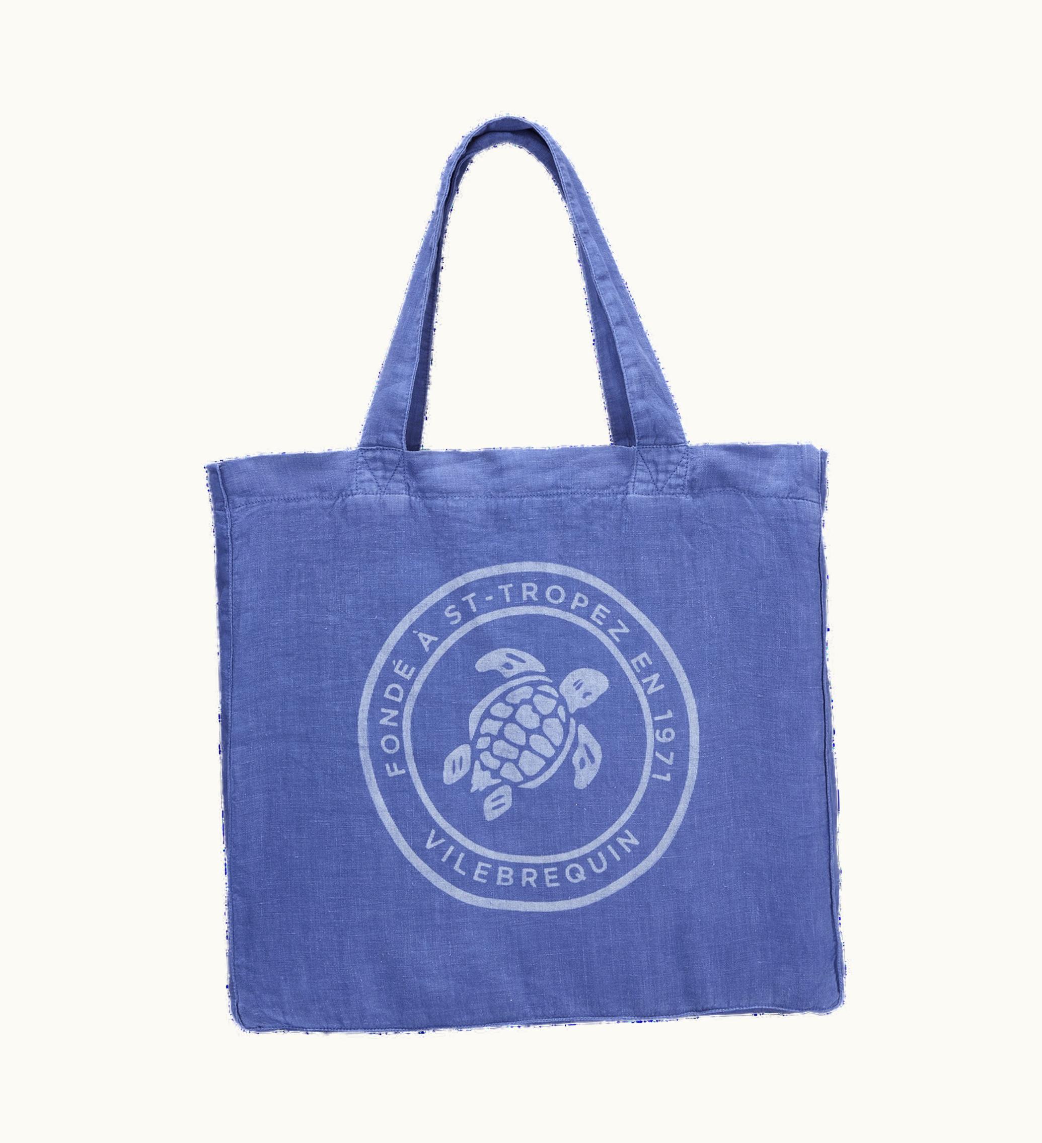 Vilebrequin Vilebrequin Linen Turtle Unisex Tote Bag Storm / Blue