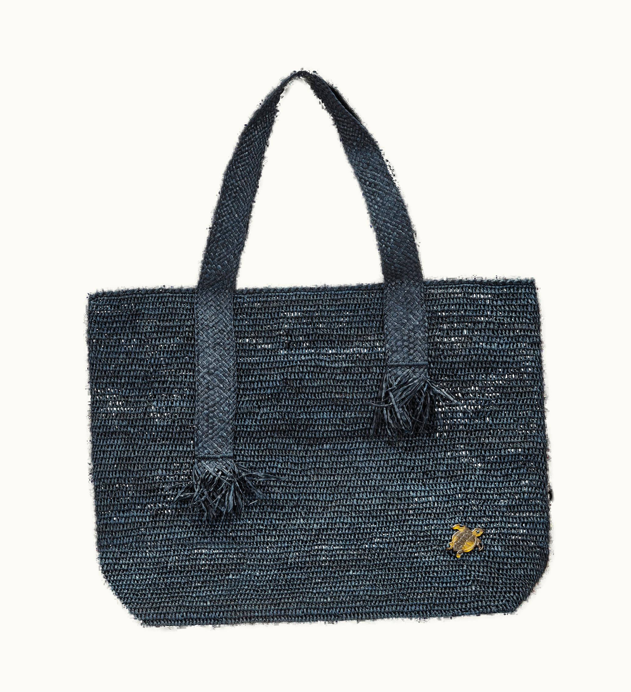 Vilebrequin Vilebrequin Raffia Unisex Beach Bag Navy / Blue