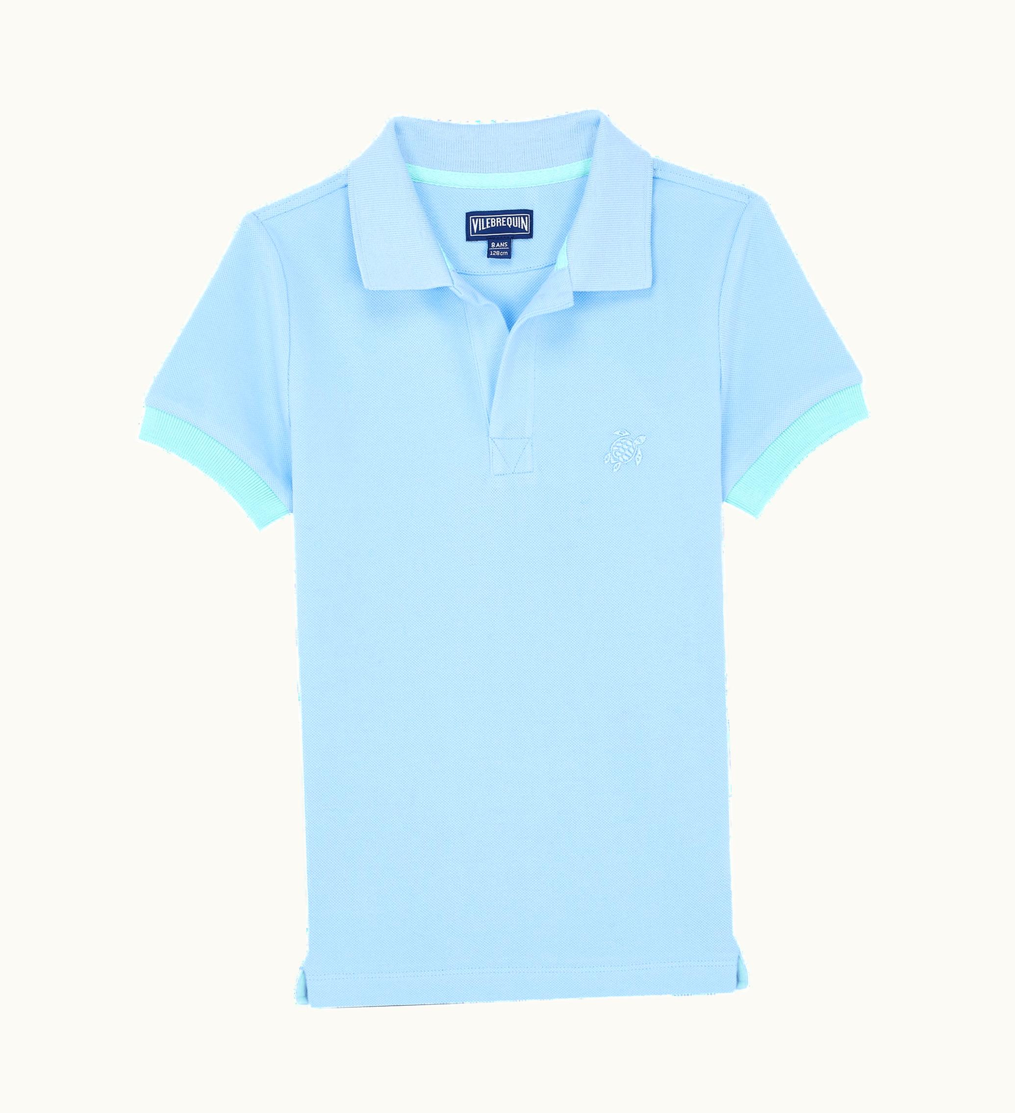 Vilebrequin Vilebrequin Boys Cotton Polo Solid Flax Flower / Blue