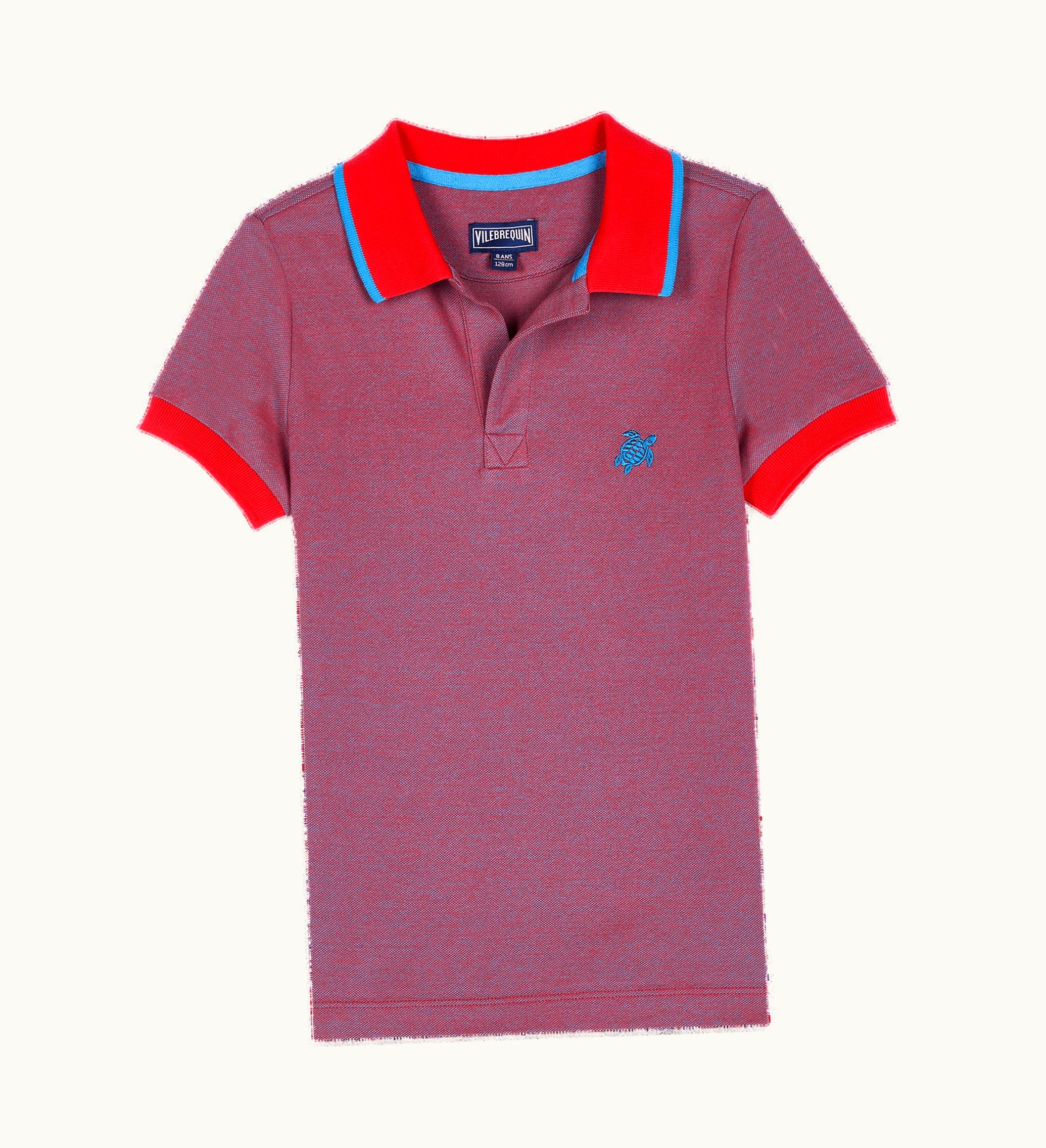 Vilebrequin Vilebrequin Boys Cotton Changing Color Pique Polo Shirt Solid Earthenware / Blue