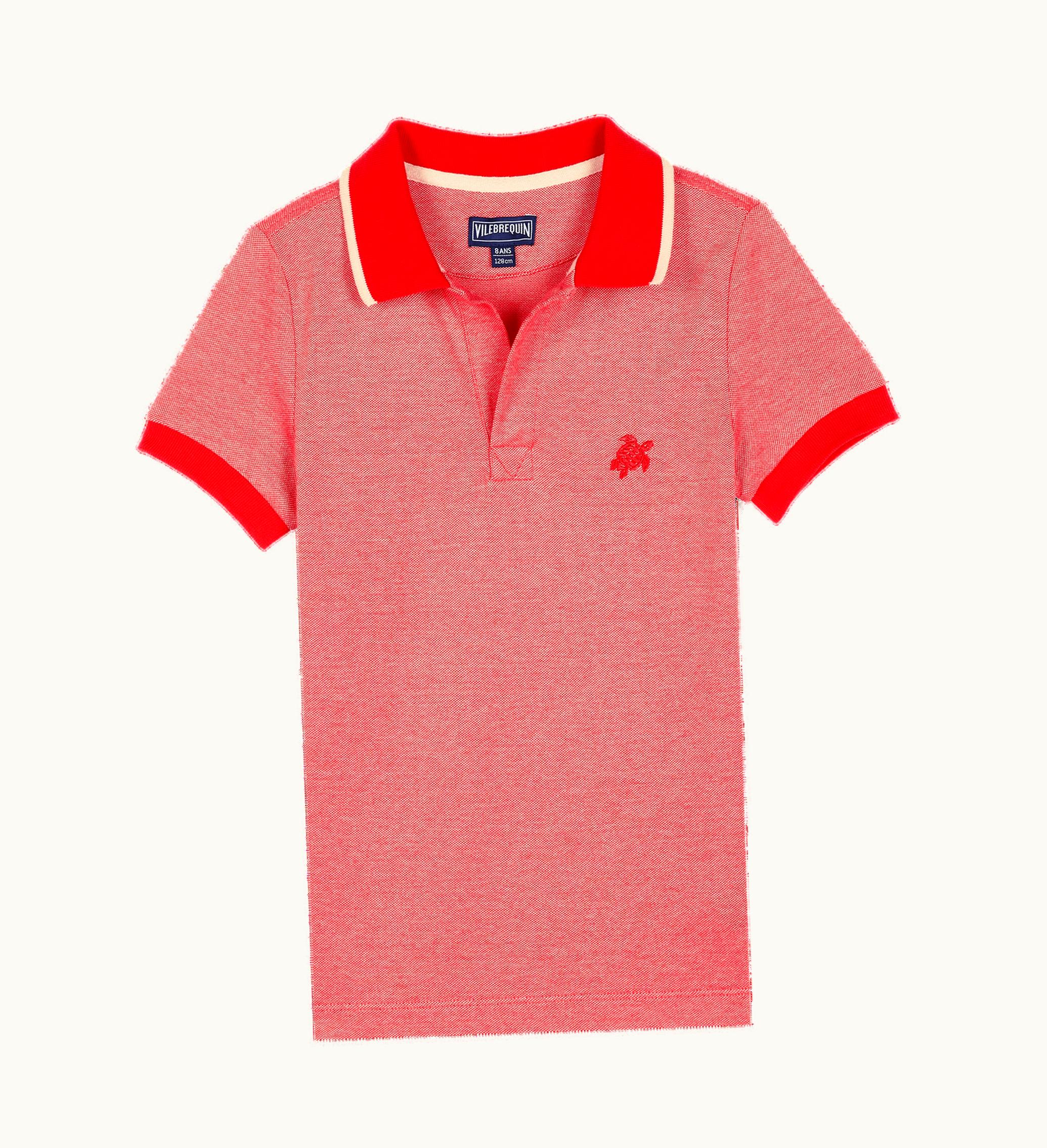 Vilebrequin Vilebrequin Boys Cotton Changing Color Pique Polo Shirt Solid Poppy Red / Red