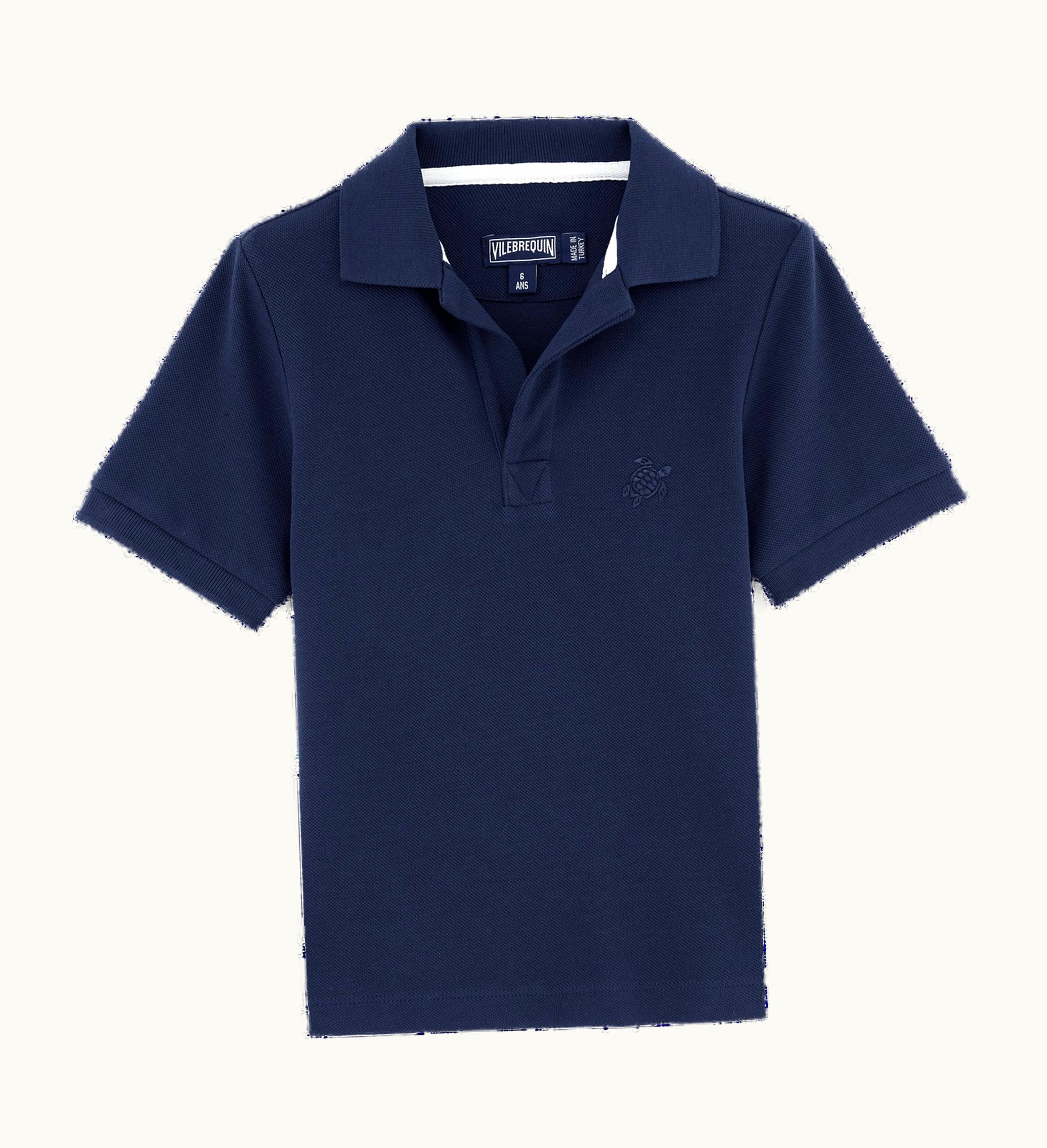 Vilebrequin Vilebrequin Cotton Pique Boys Polo Shirt Solid Navy / Blue