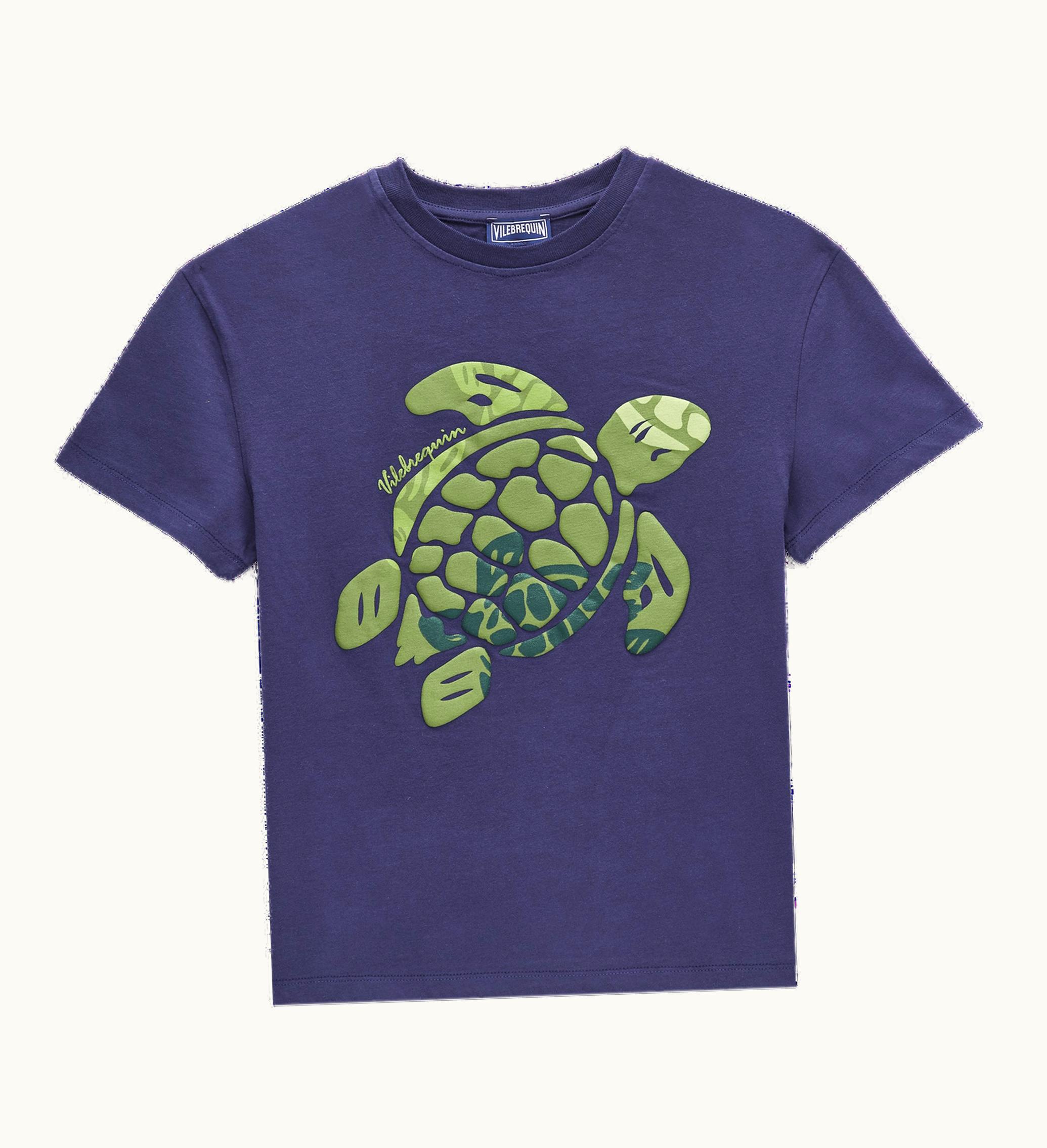 Vilebrequin Vilebrequin Boys Cotton T-Shirt Ronde Des Tortues Camo Navy / Blue