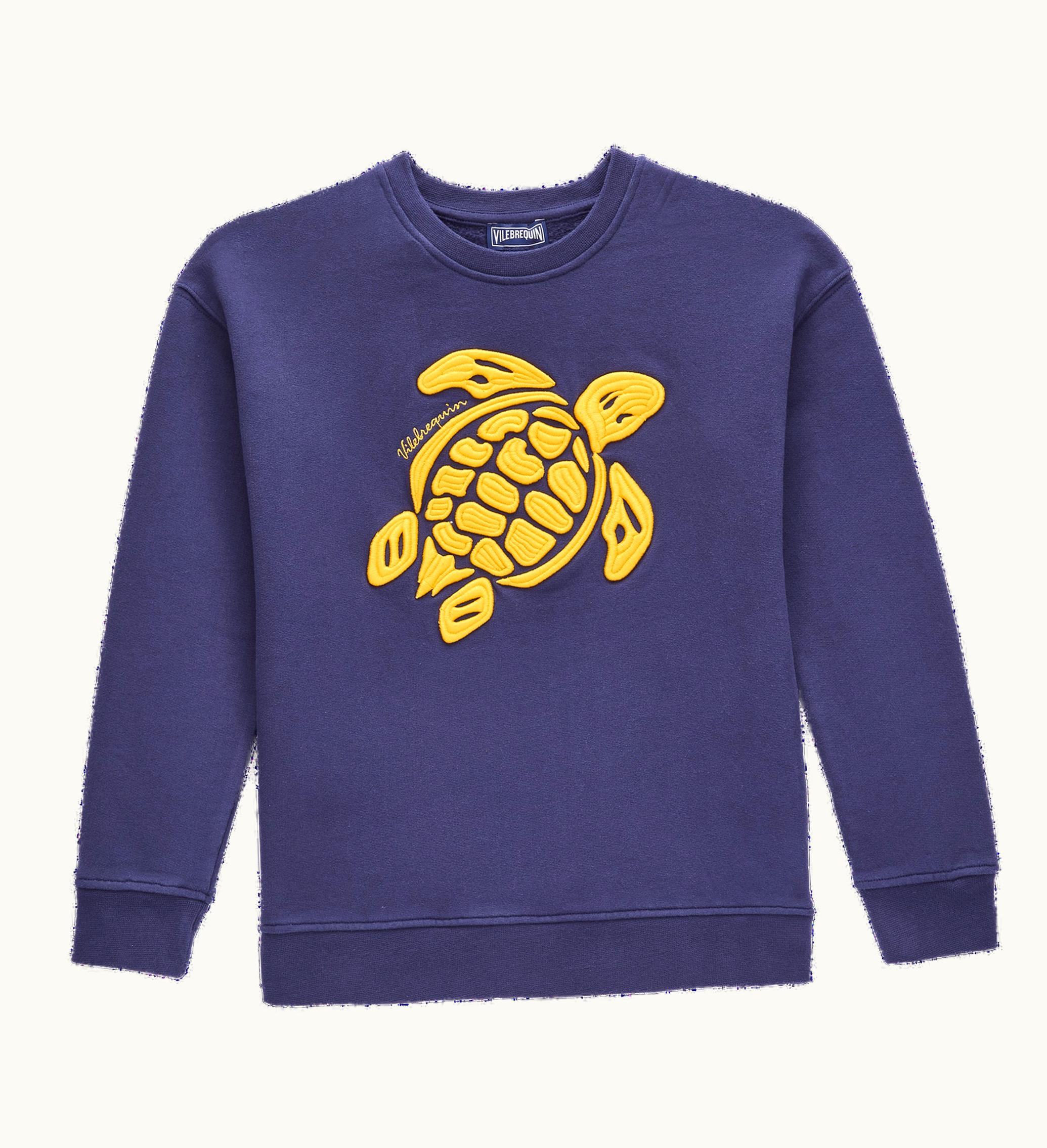 Vilebrequin Vilebrequin Boys Round-Neck Cotton Sweatshirt Placed Embroidery Turtles