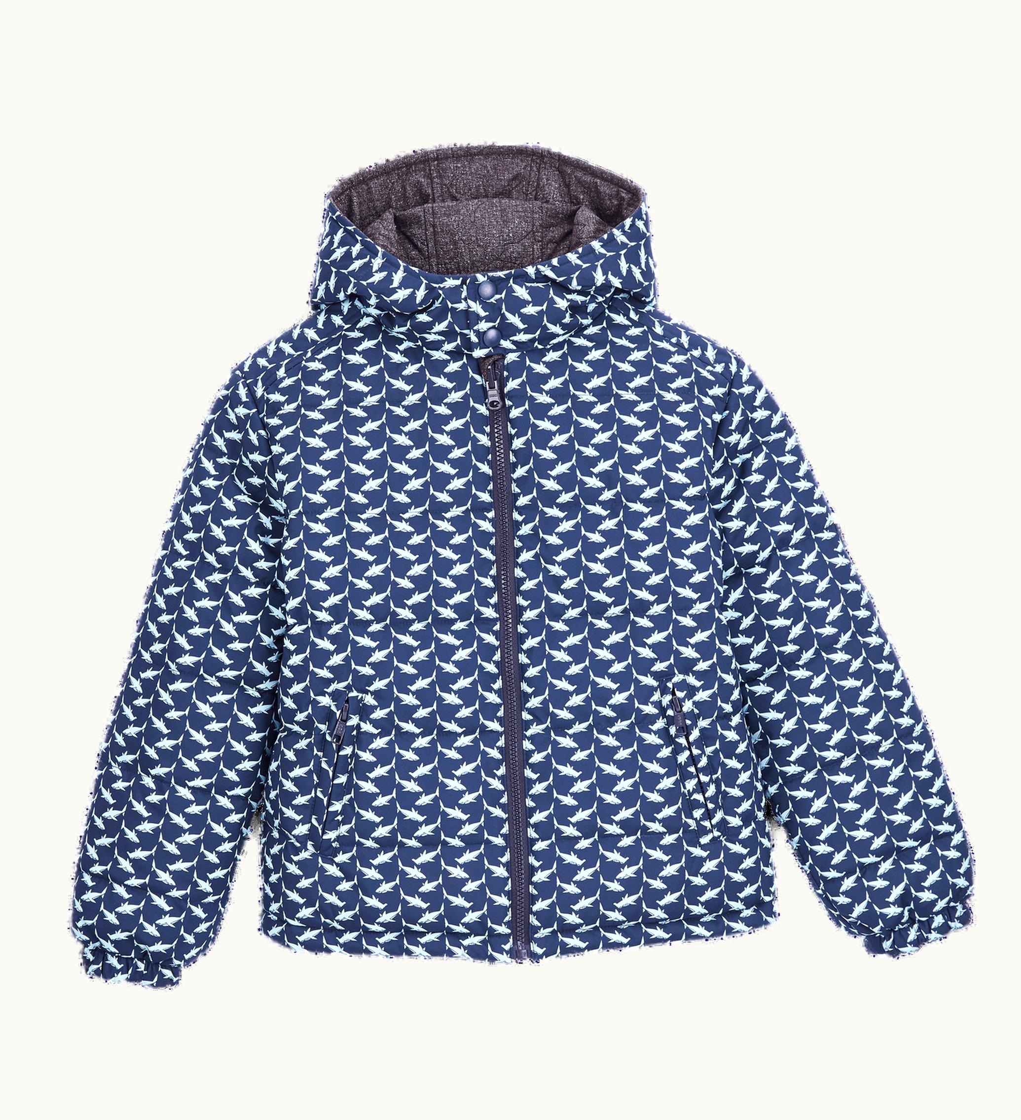 Vilebrequin Vilebrequin Boys Reversible Hooded Jacket Net Sharks