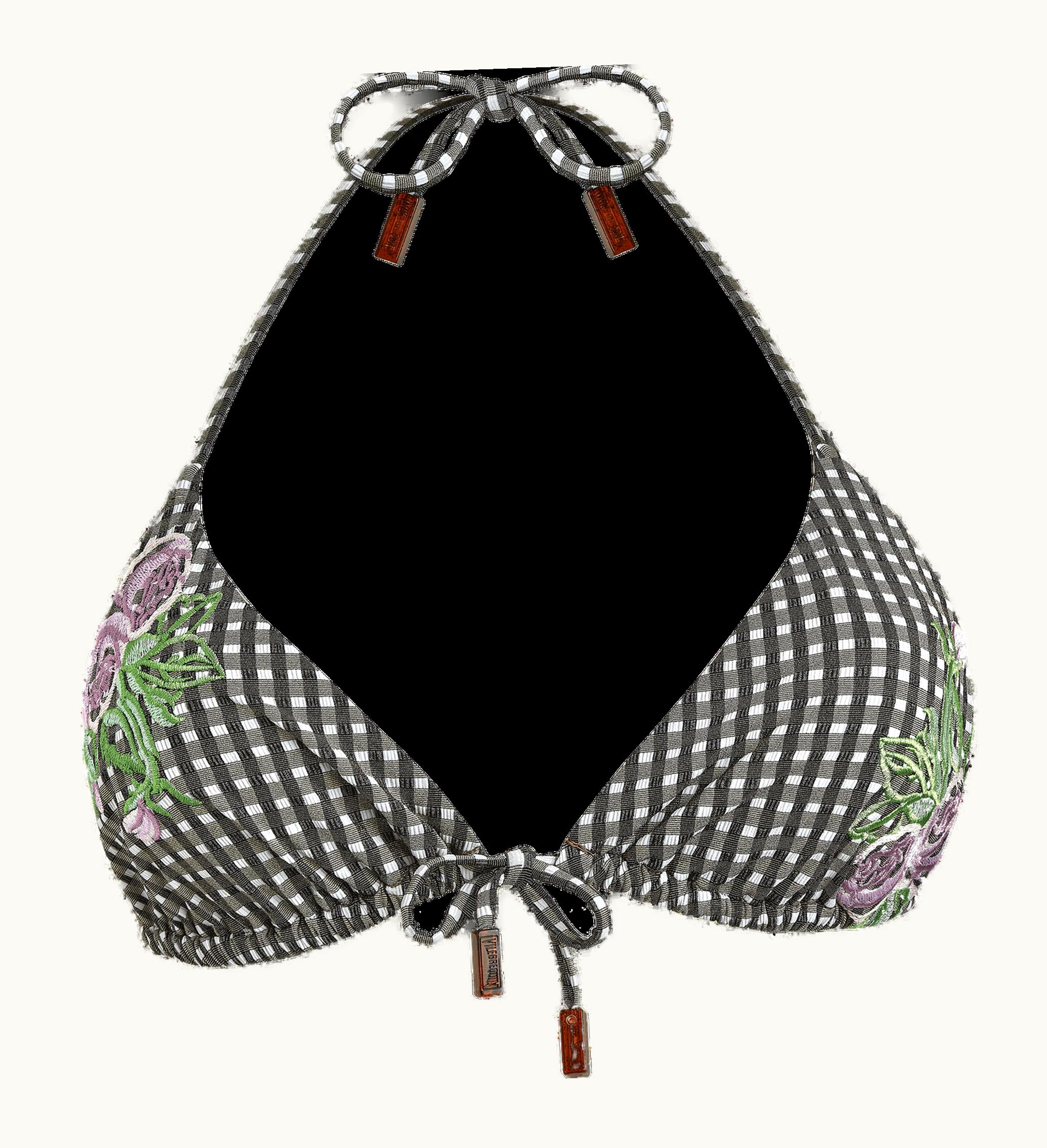 Vilebrequin Vilebrequin Women Triangle Bikini Top Pocket Check Embroidered Flowers
