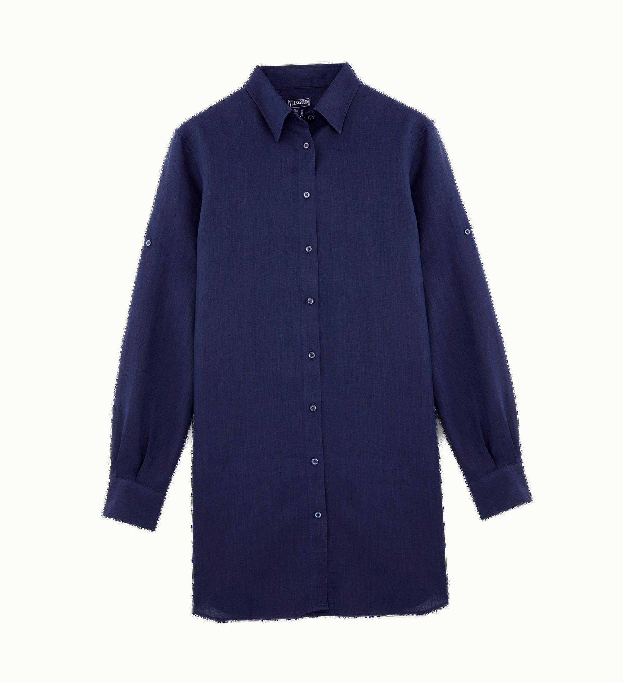 Vilebrequin Vilebrequin Women Linen Shirt Dress Solid Navy / Blue