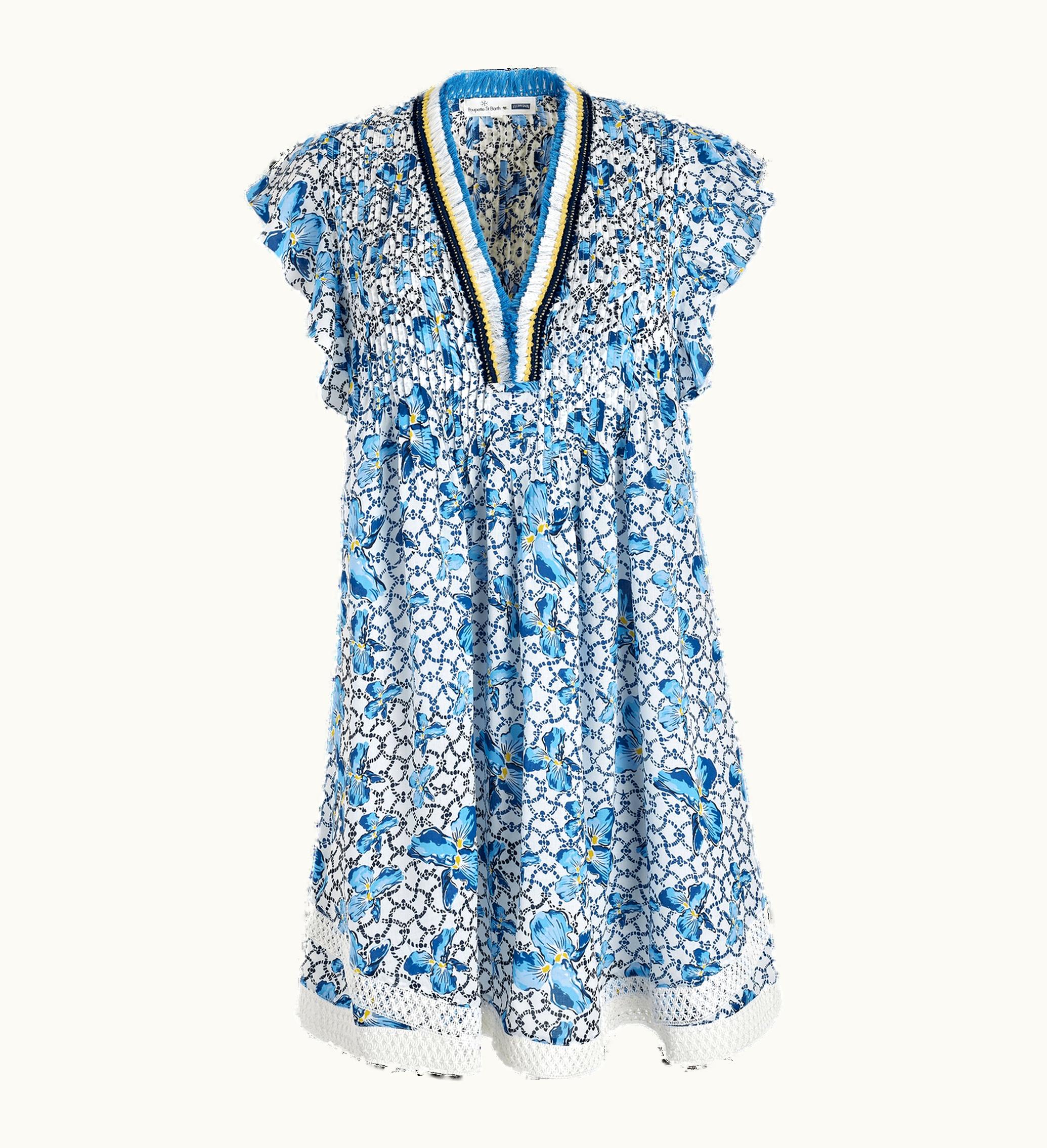 Vilebrequin Women Mini Dress Iris Lace- Vilebrequin X Poupette St Barth Azure / Blue