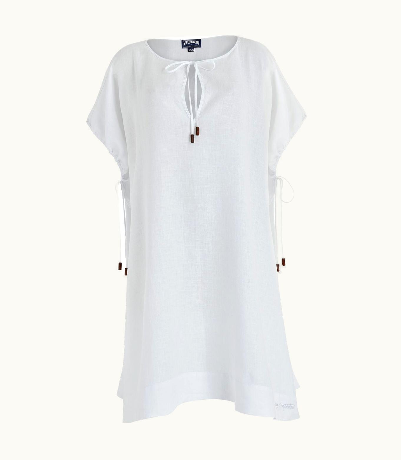 Vilebrequin Women White Linen Square Dress- Vilebrequin X Angelo Tarlazzi